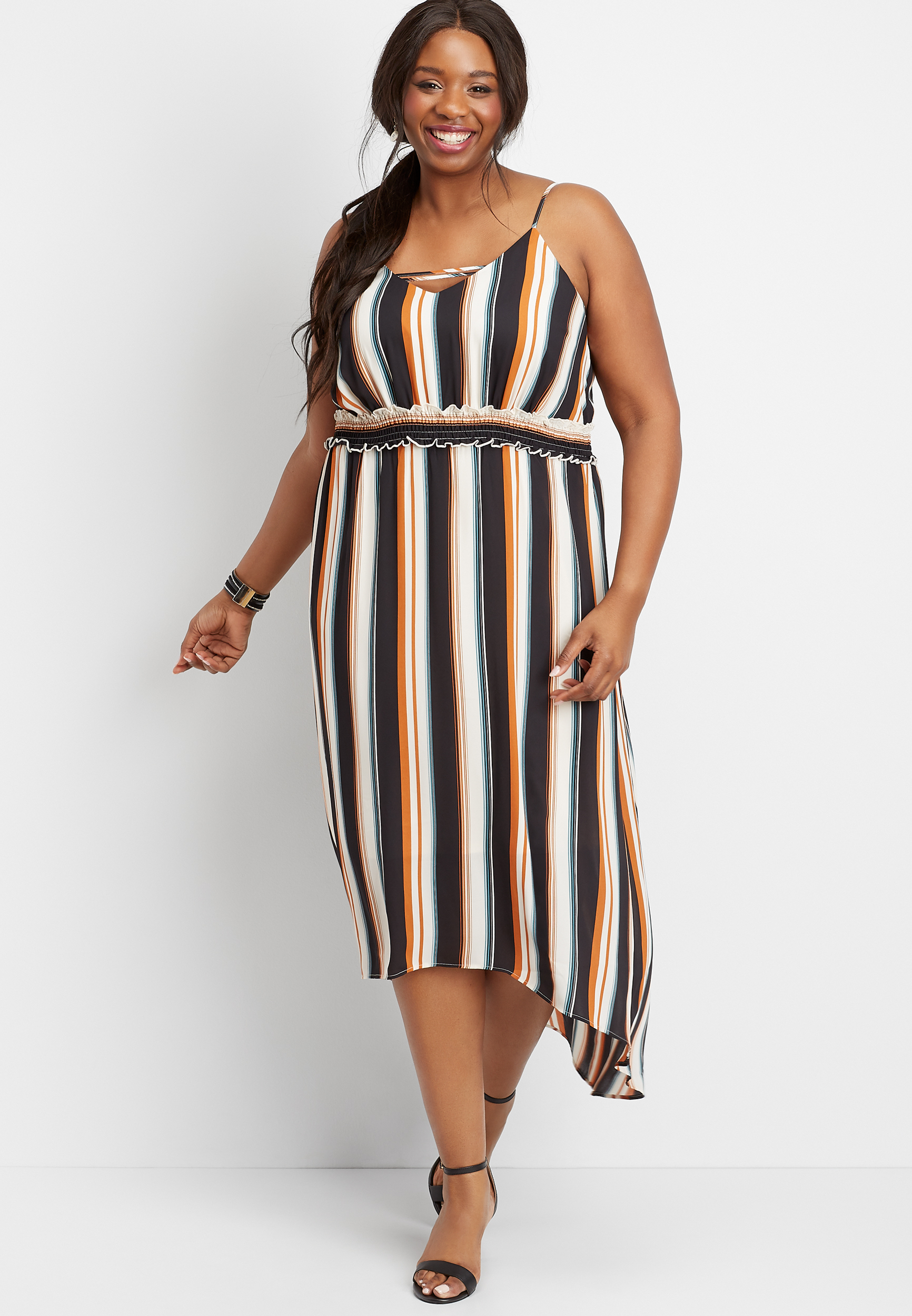 plus size strappy neck stripe maxi dress | maurices