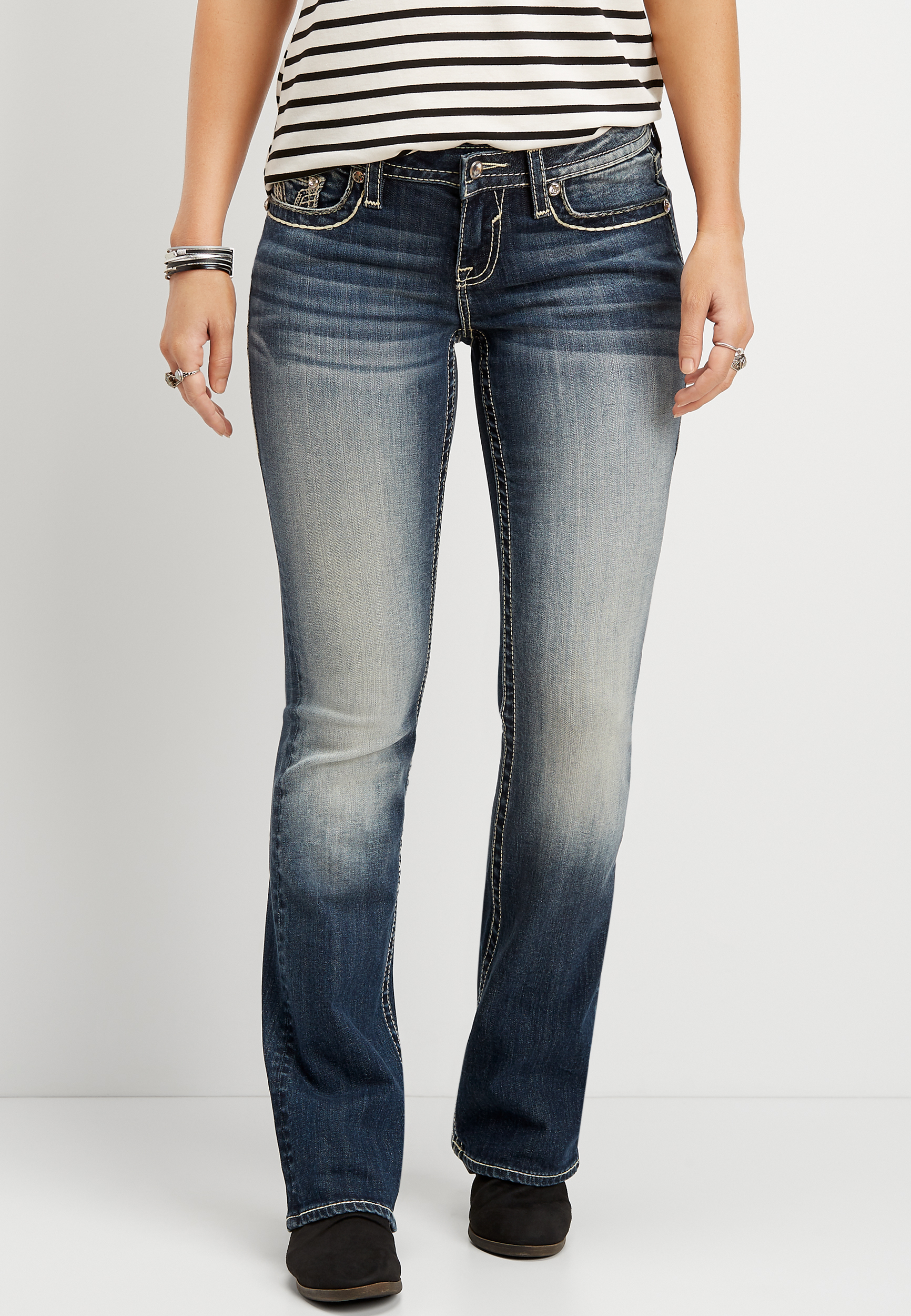 Vigoss® embellished yoke bootcut jean | maurices
