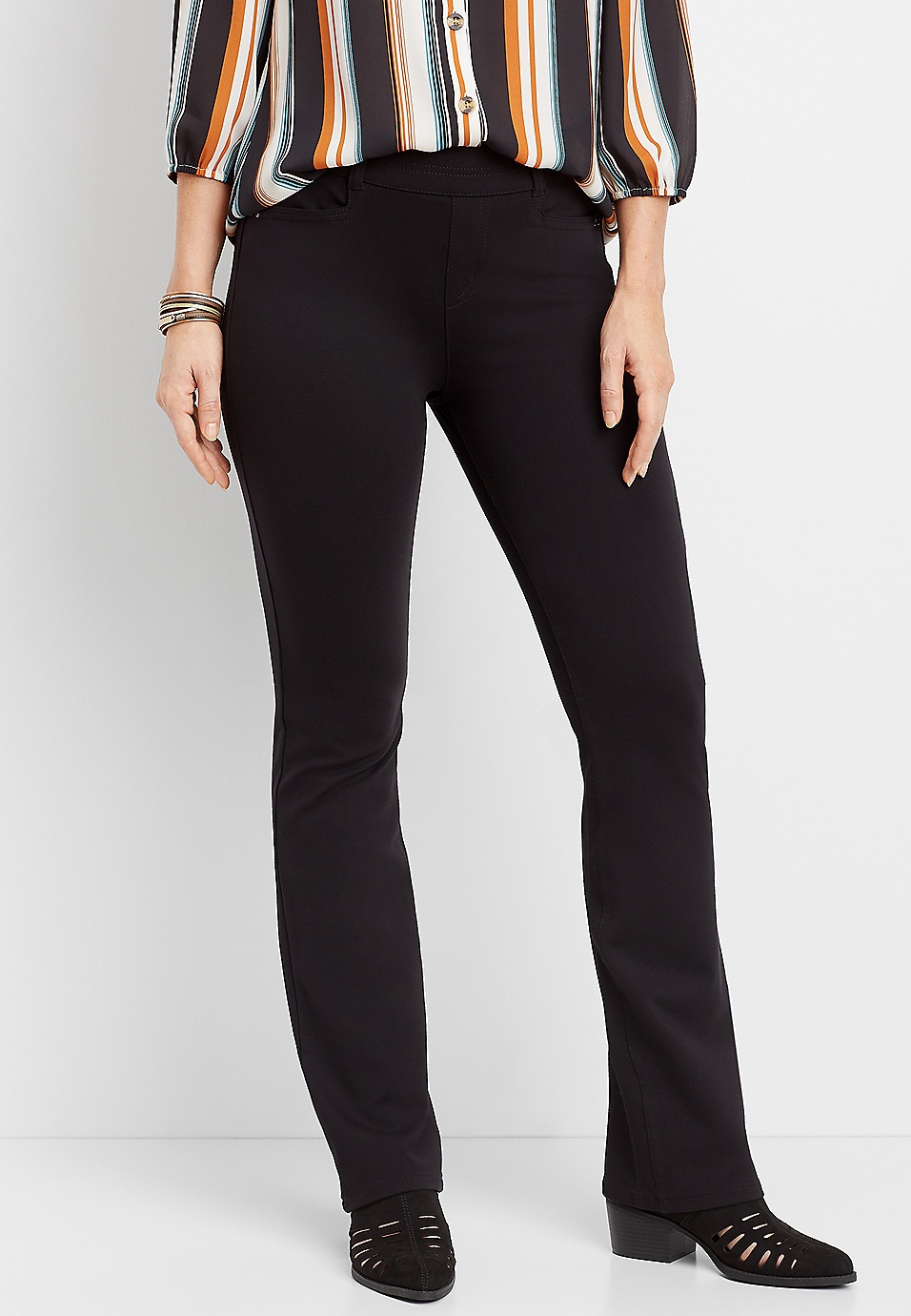ponte knit stretchy pull on bootcut pant