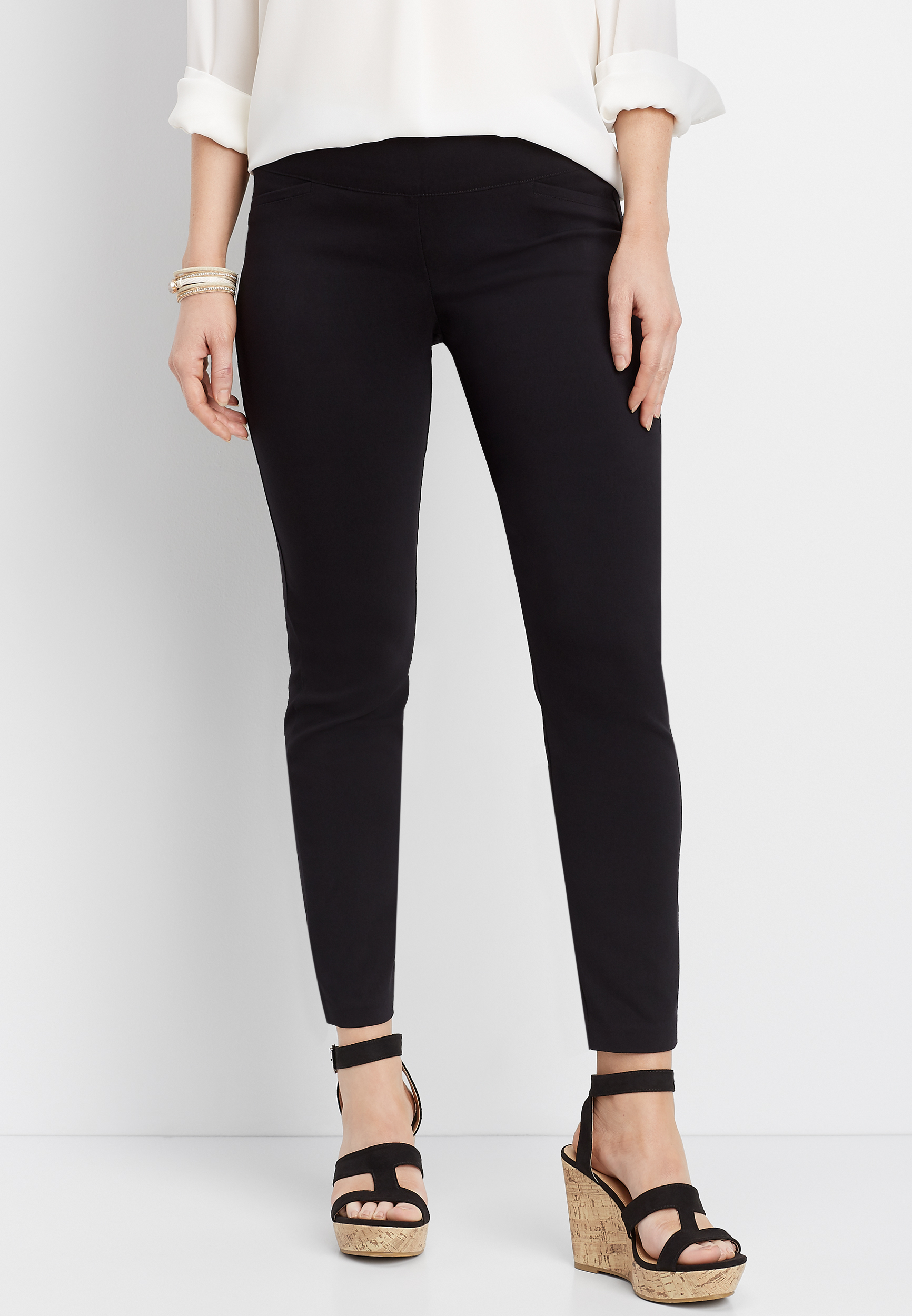 black stretch ankle pants