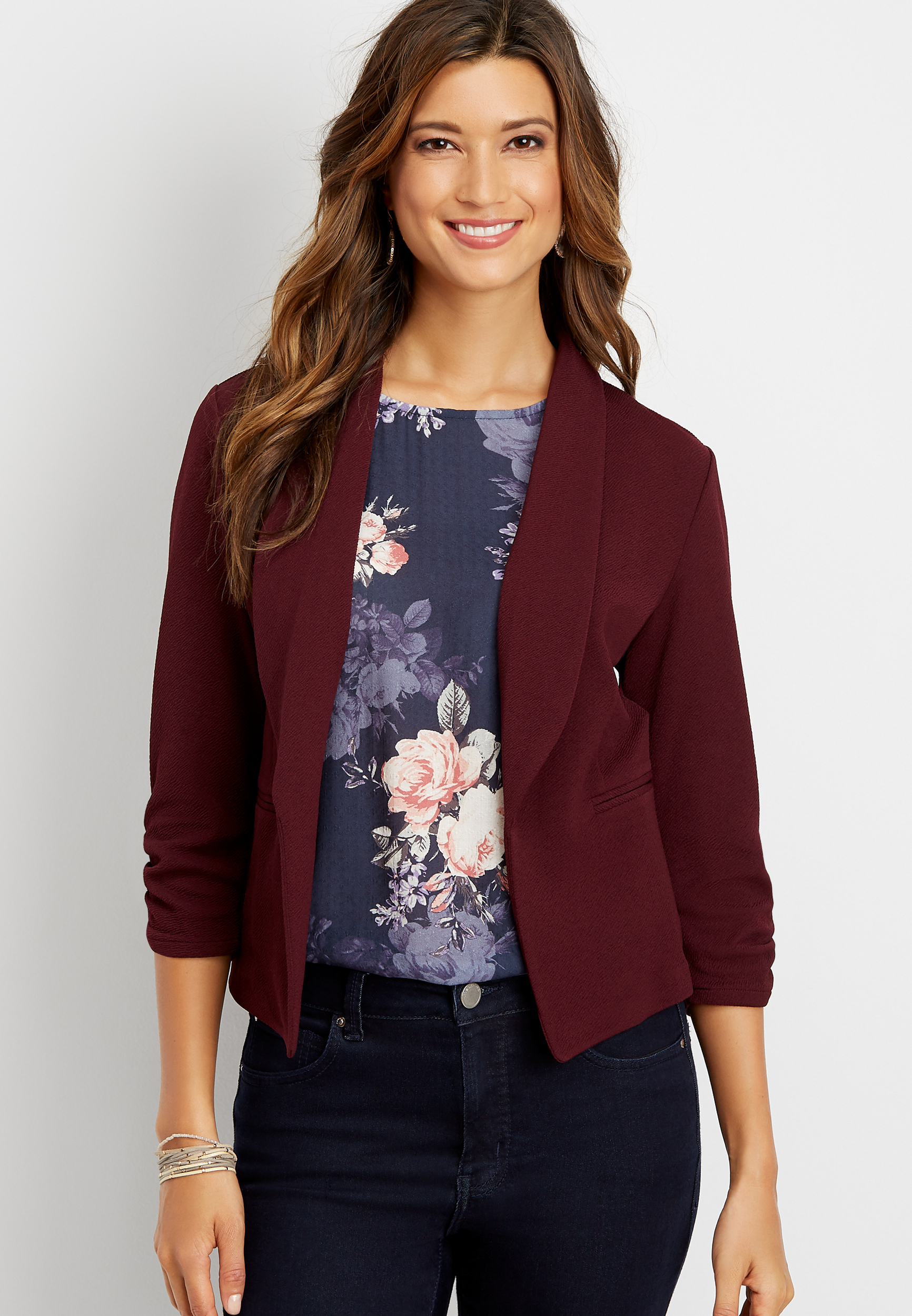 solid open front blazer | maurices