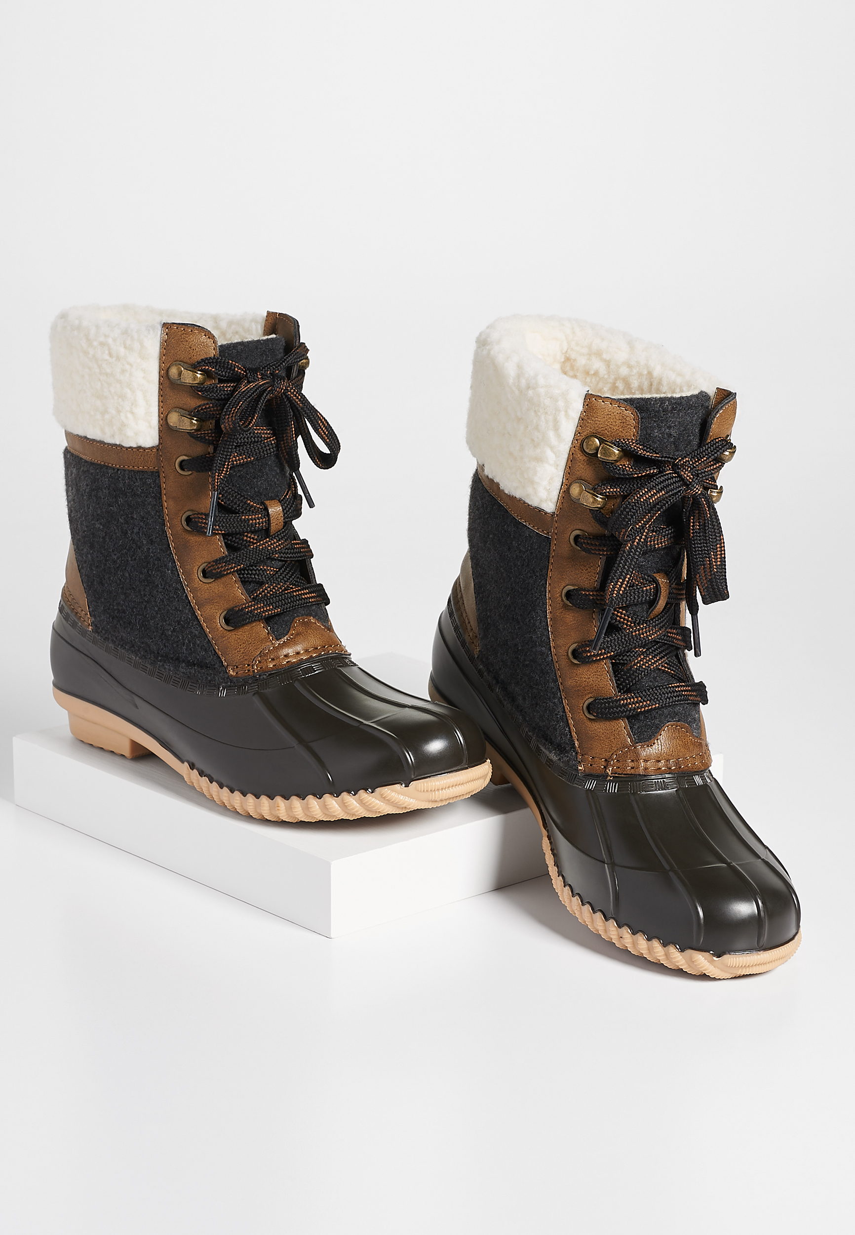 wool lined duck boots