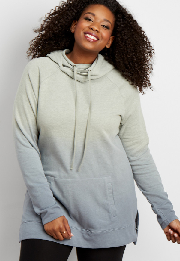 plus size ombre double hooded pullover tunic sweatshirt | maurices
