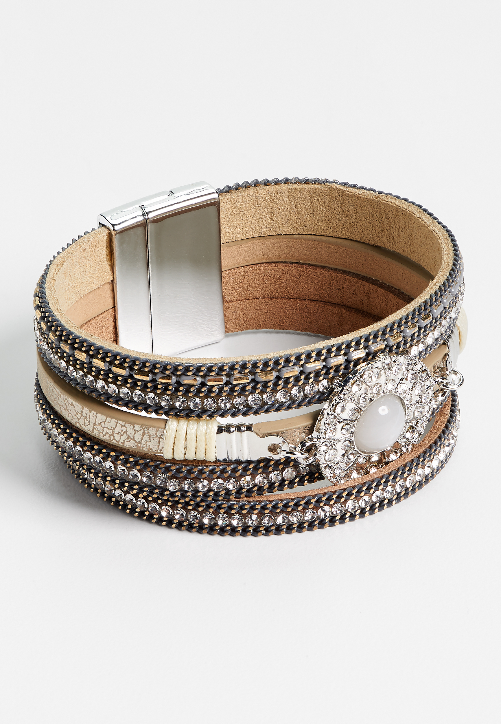 white disc multi row magnetic bracelet | maurices