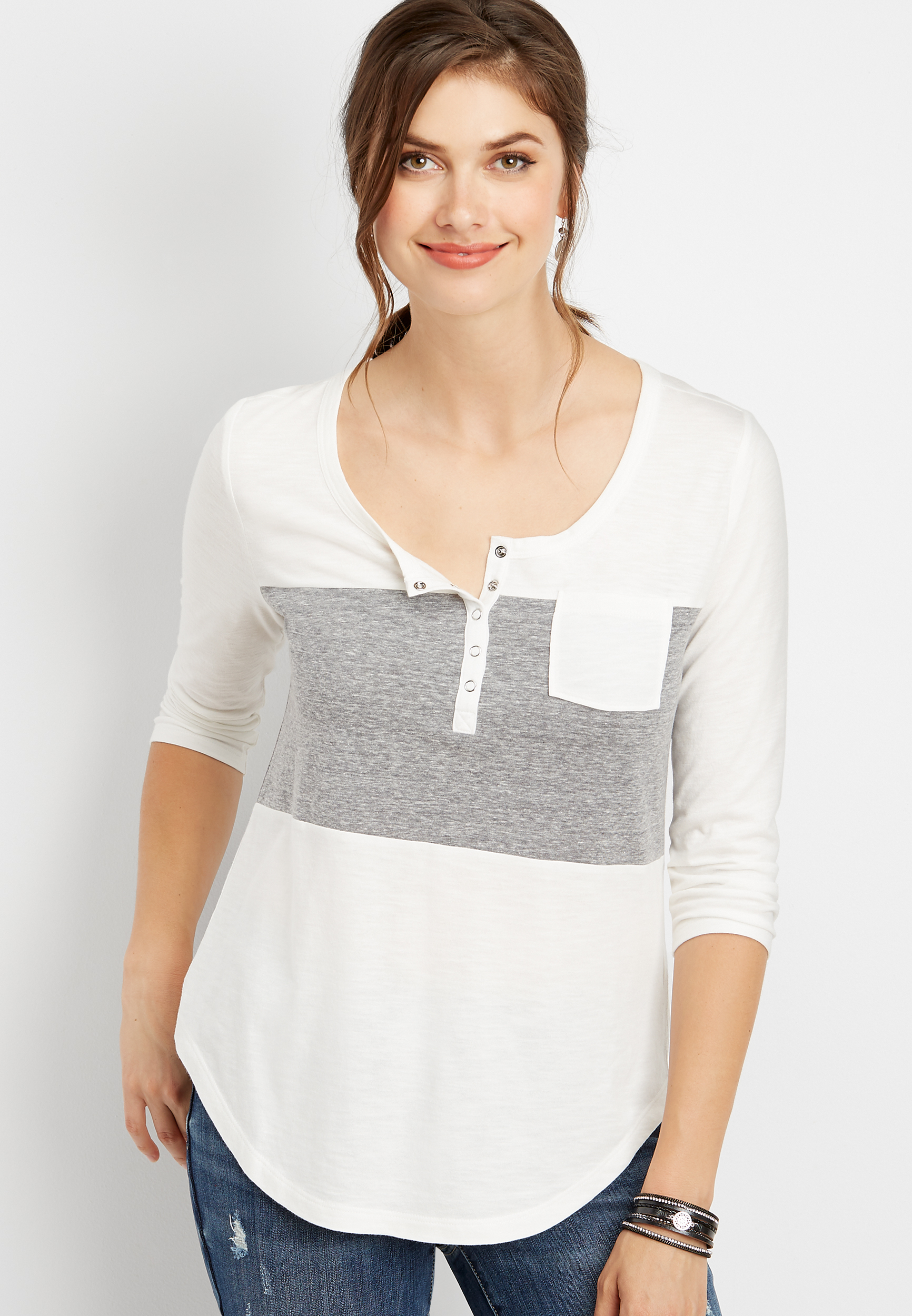 24/7 colorblock henley tee | maurices