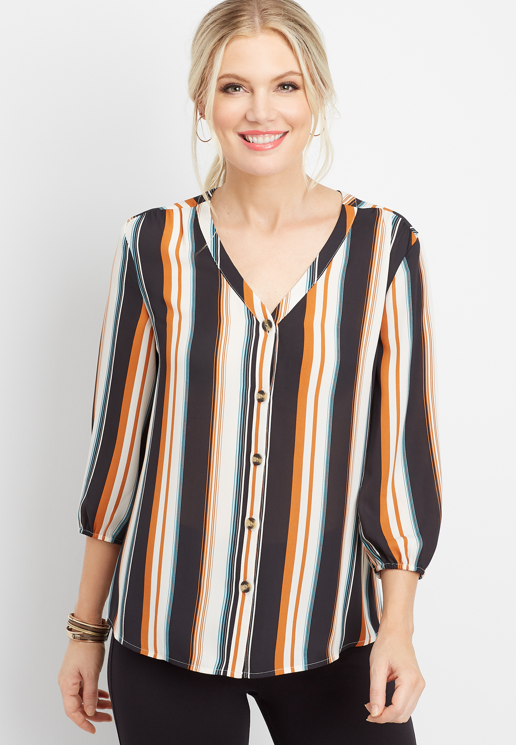 striped button down blouse | maurices