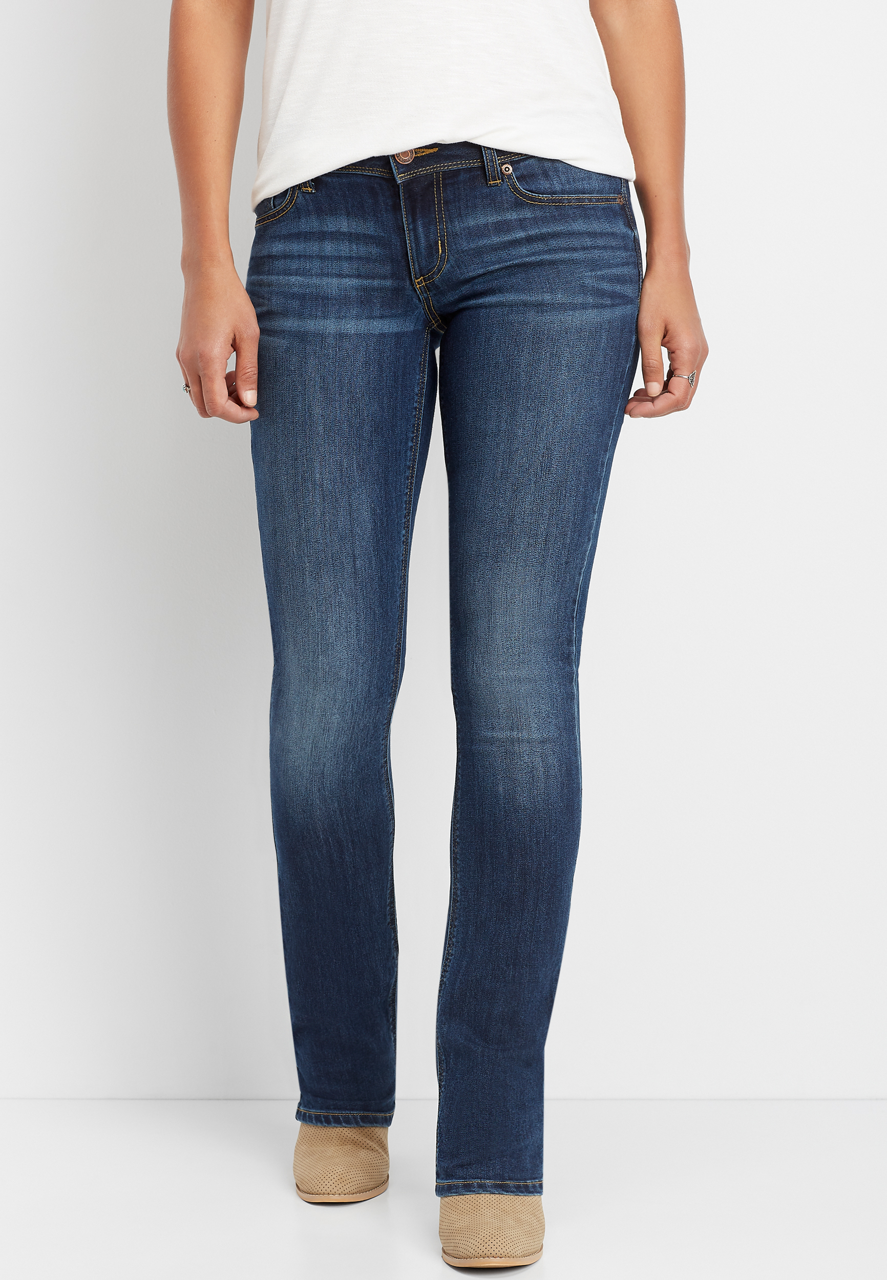 low rise dark wash jeans