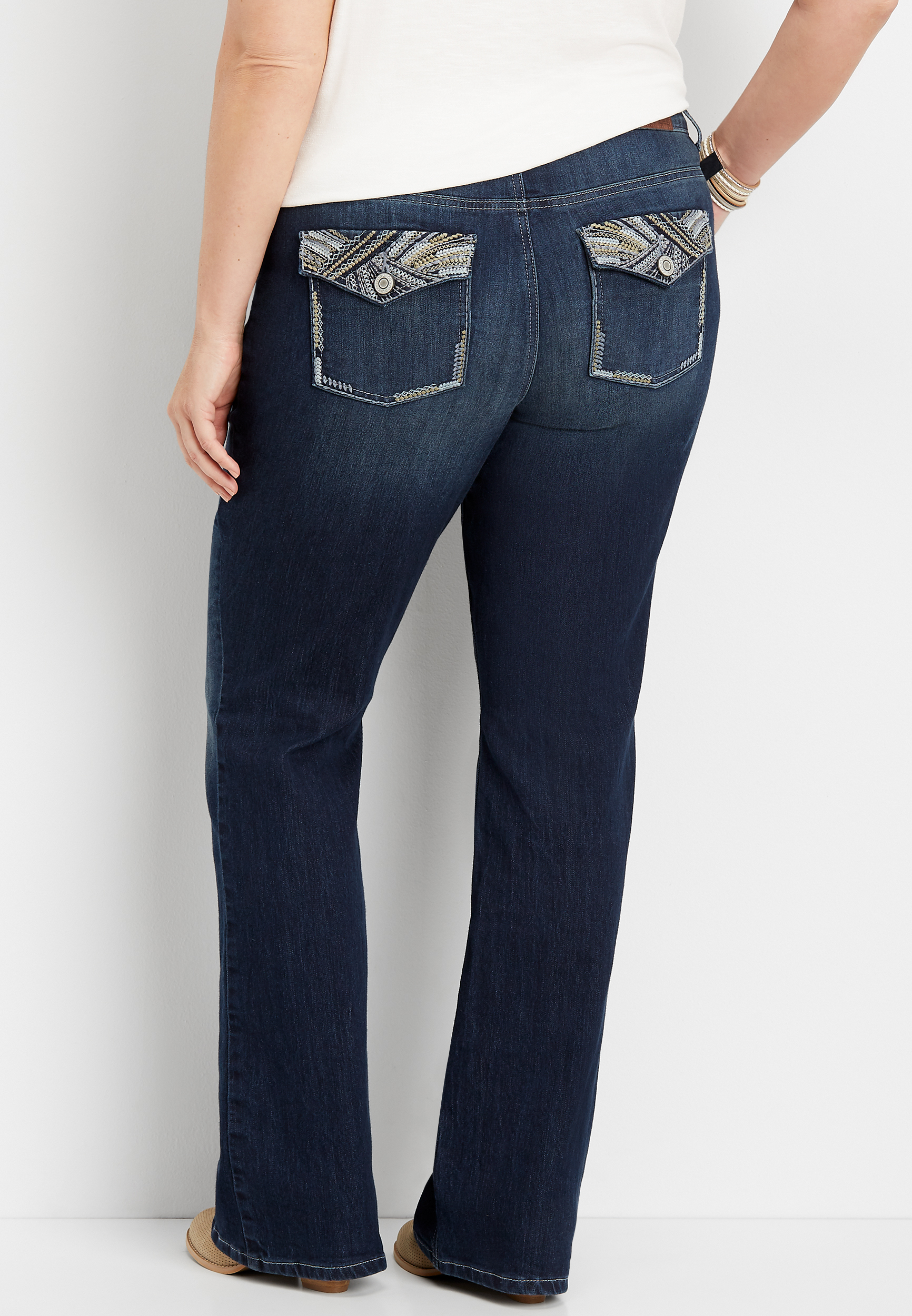 plus size DenimFlex™ thick stitch dark bootcut jean maurices