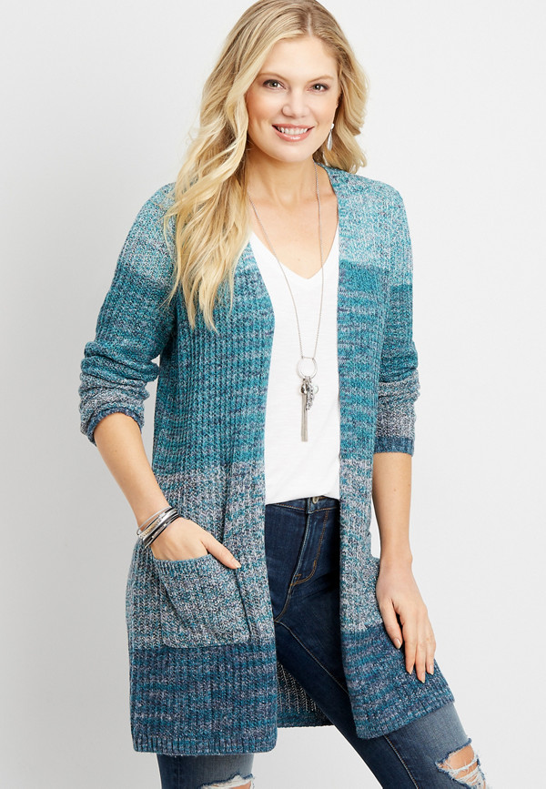 colorblock open front duster cardigan | maurices