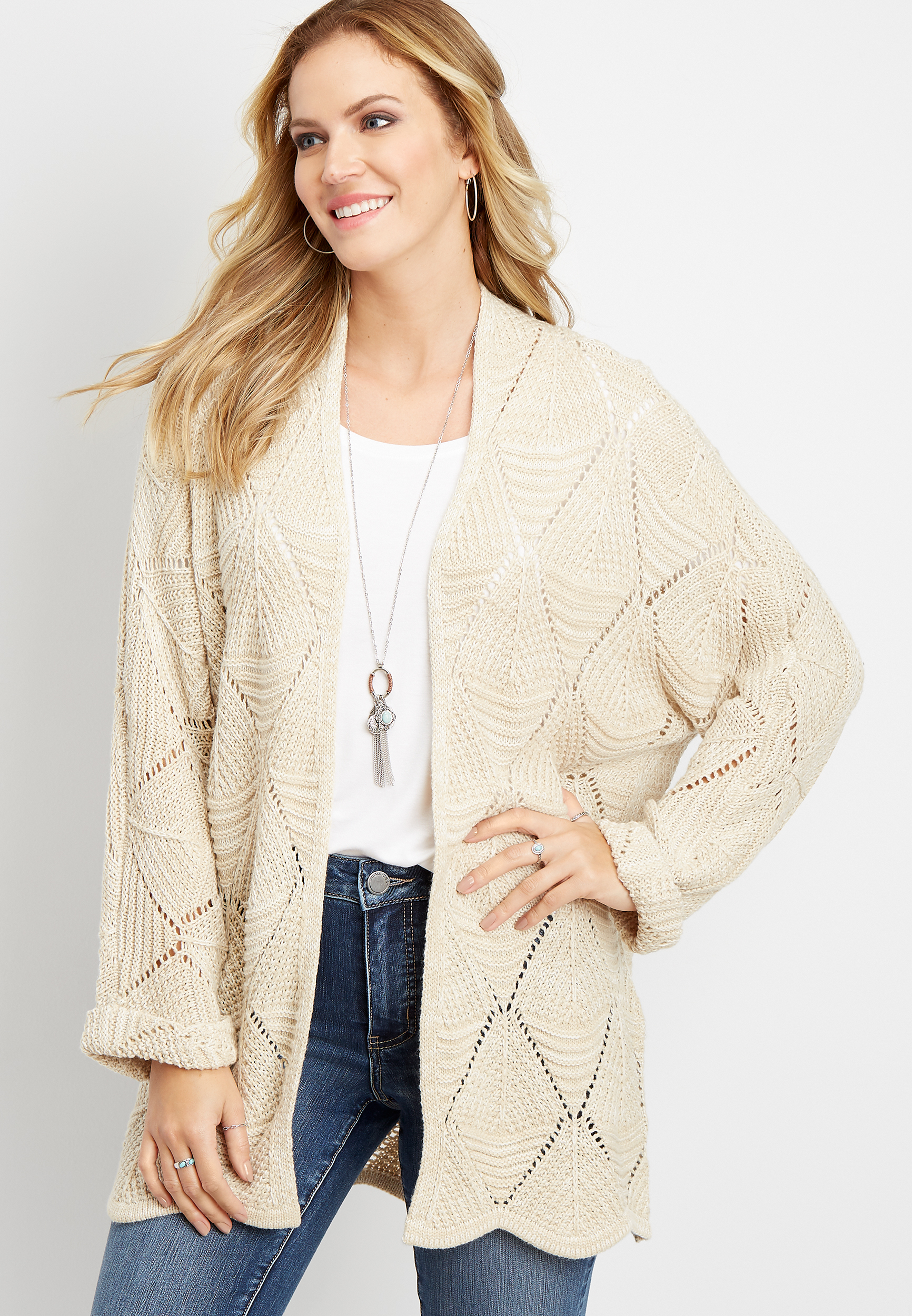 open pointelle oversized cardigan | maurices