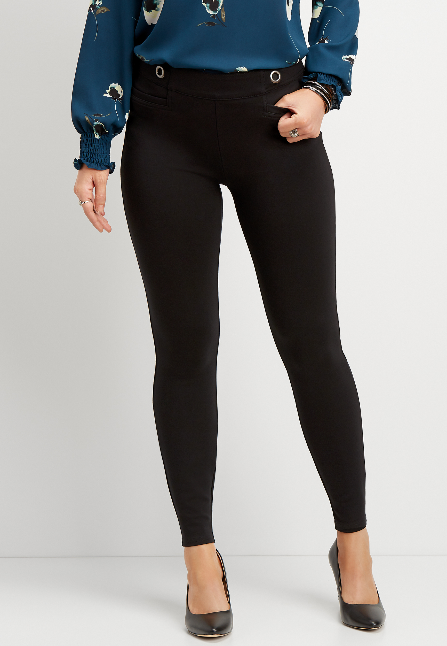 ultimate sculpt ponte knit grommet skinny ankle pant | maurices