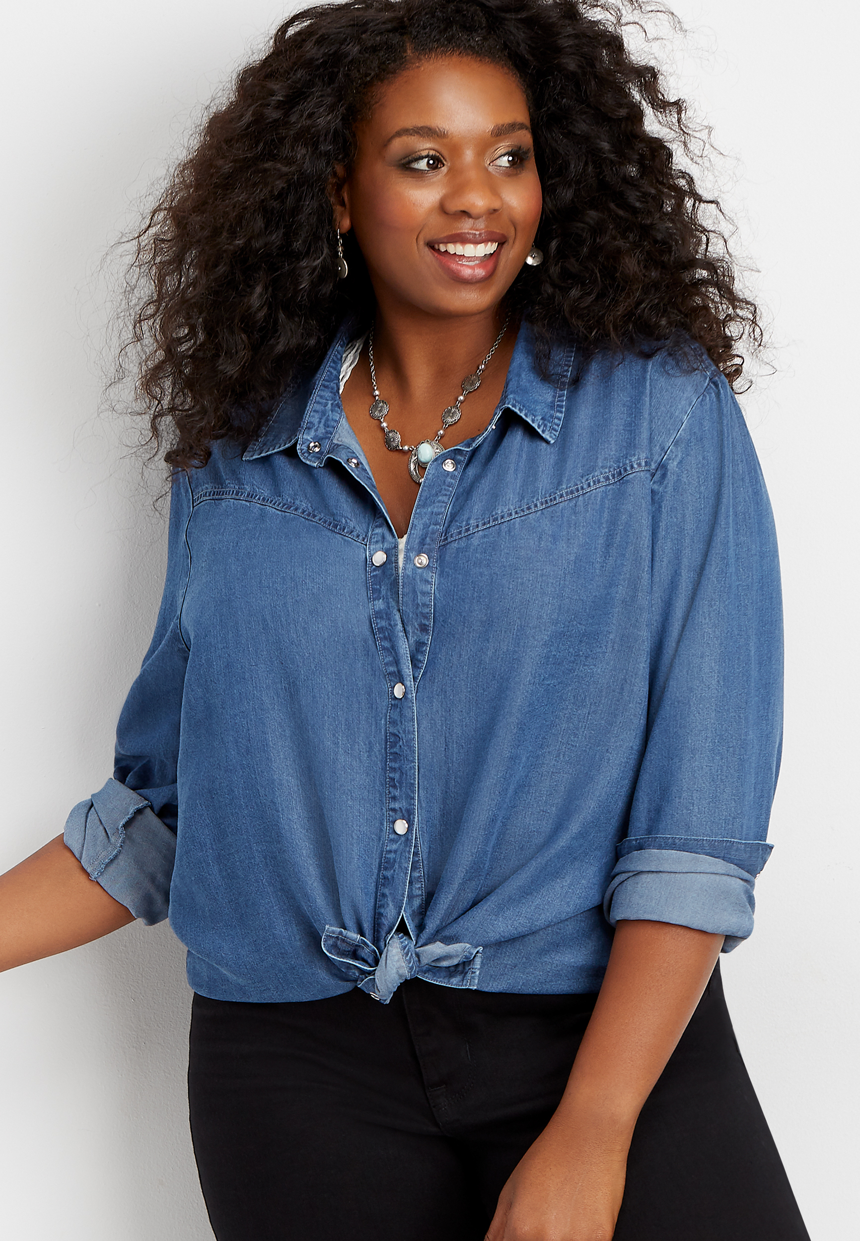 black denim shirt plus size