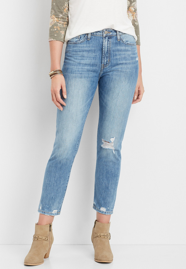 Flying Monkey™ high rise destructed girlfriend jean | maurices