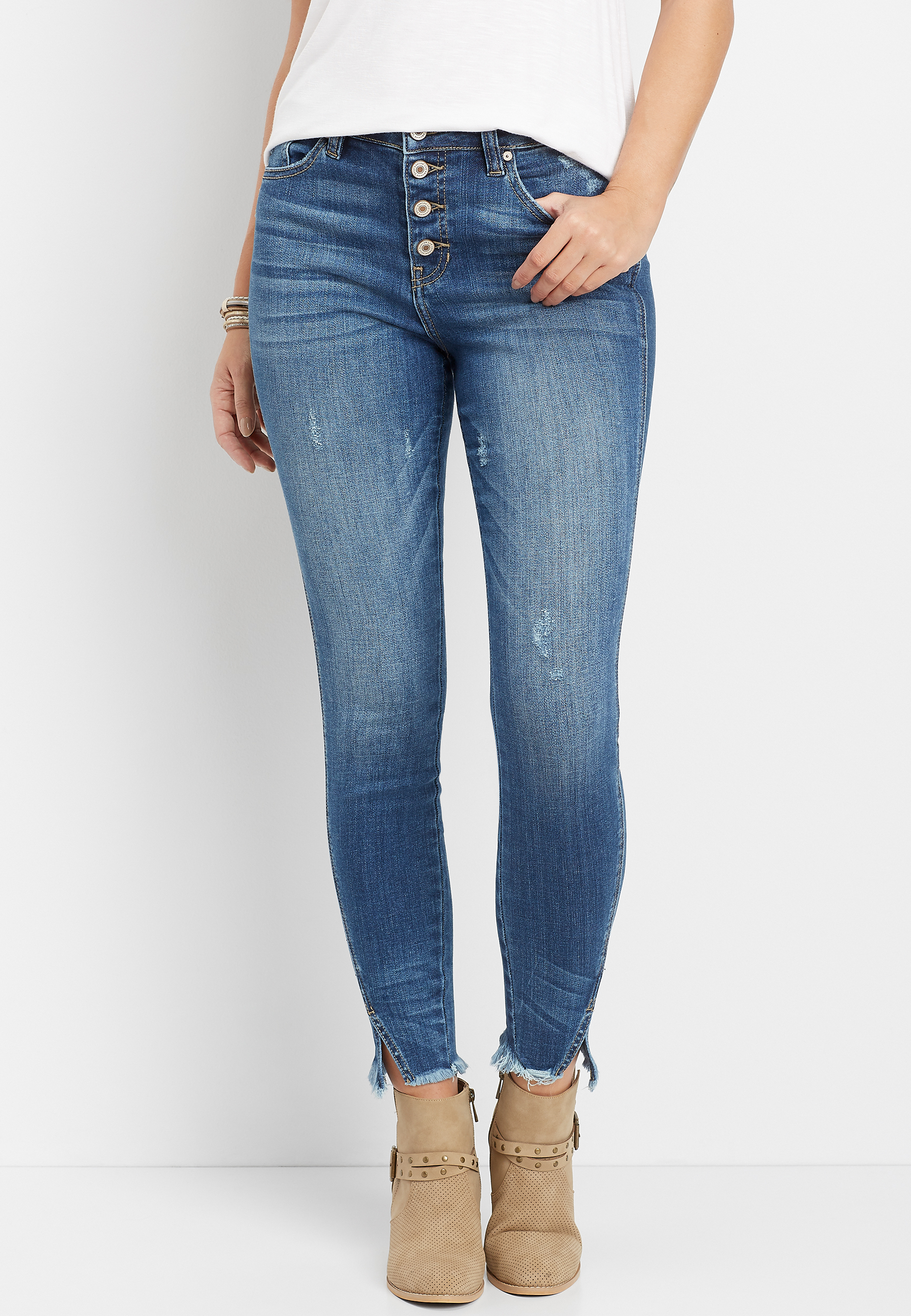 kancan frayed ankle jeans