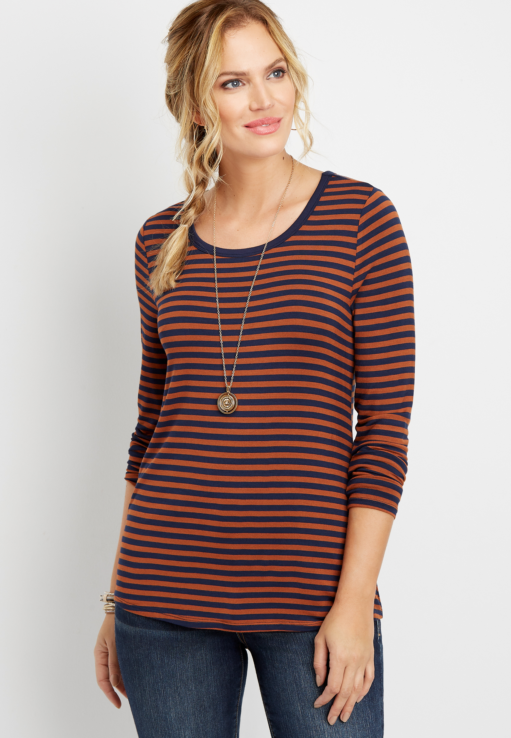 24/7 stripe long sleeve layering tee maurices
