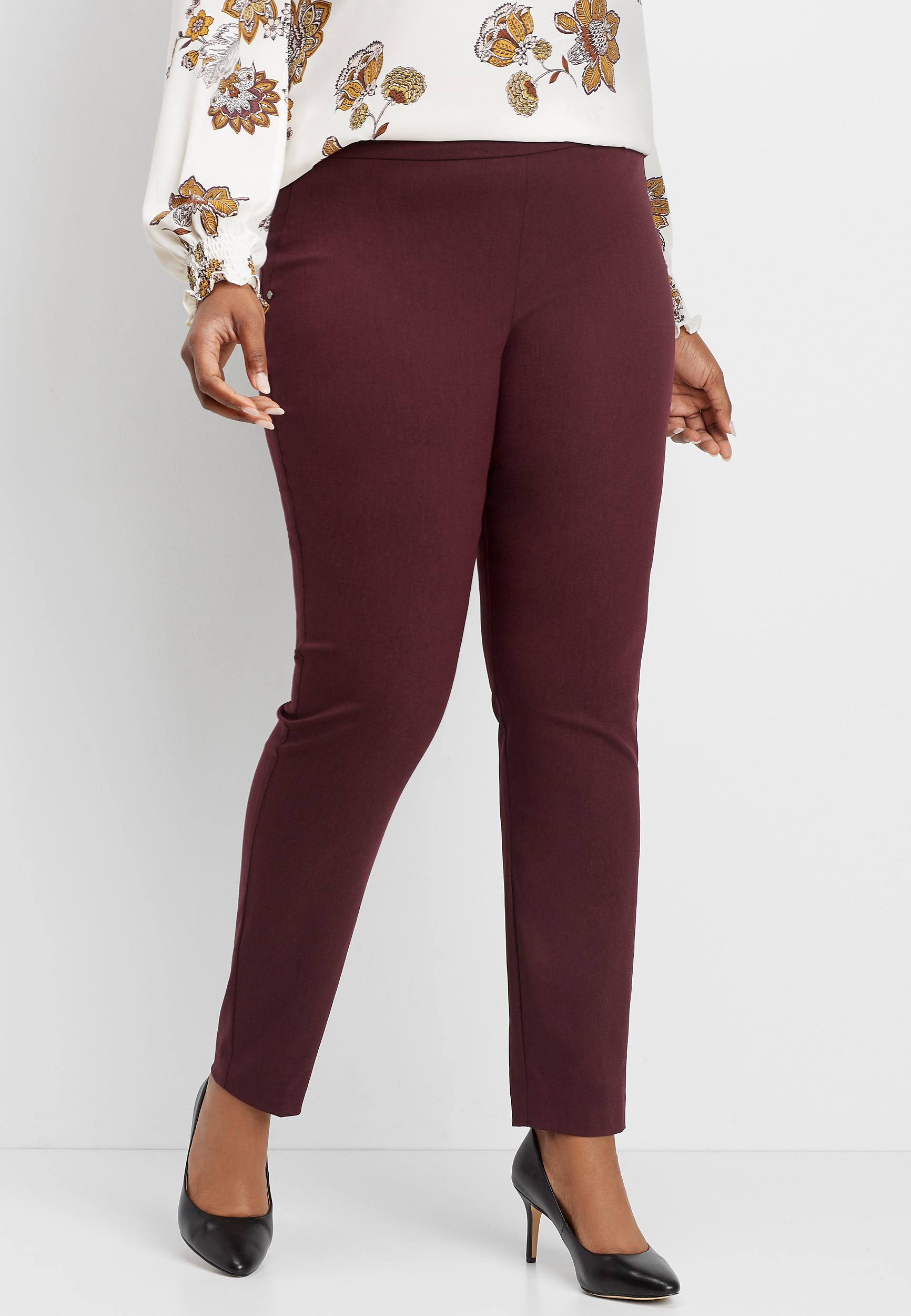 plus size pull on bengaline skinny ankle pant | maurices