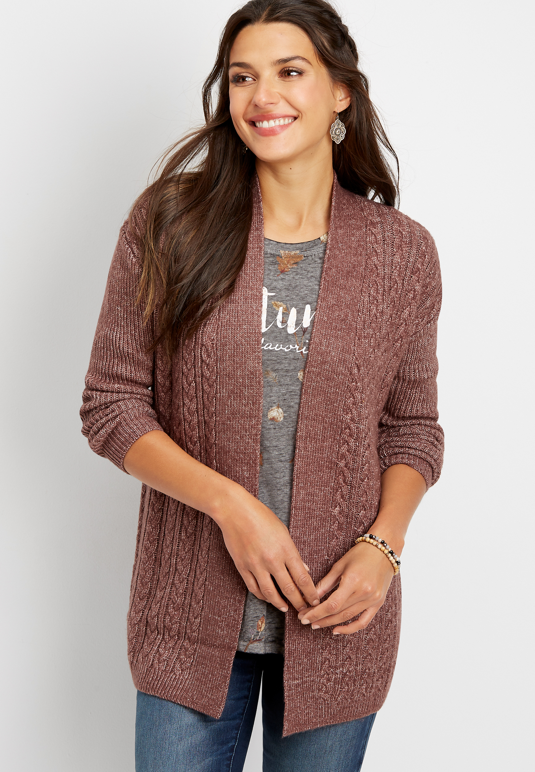 open front cable knit cardigan | maurices