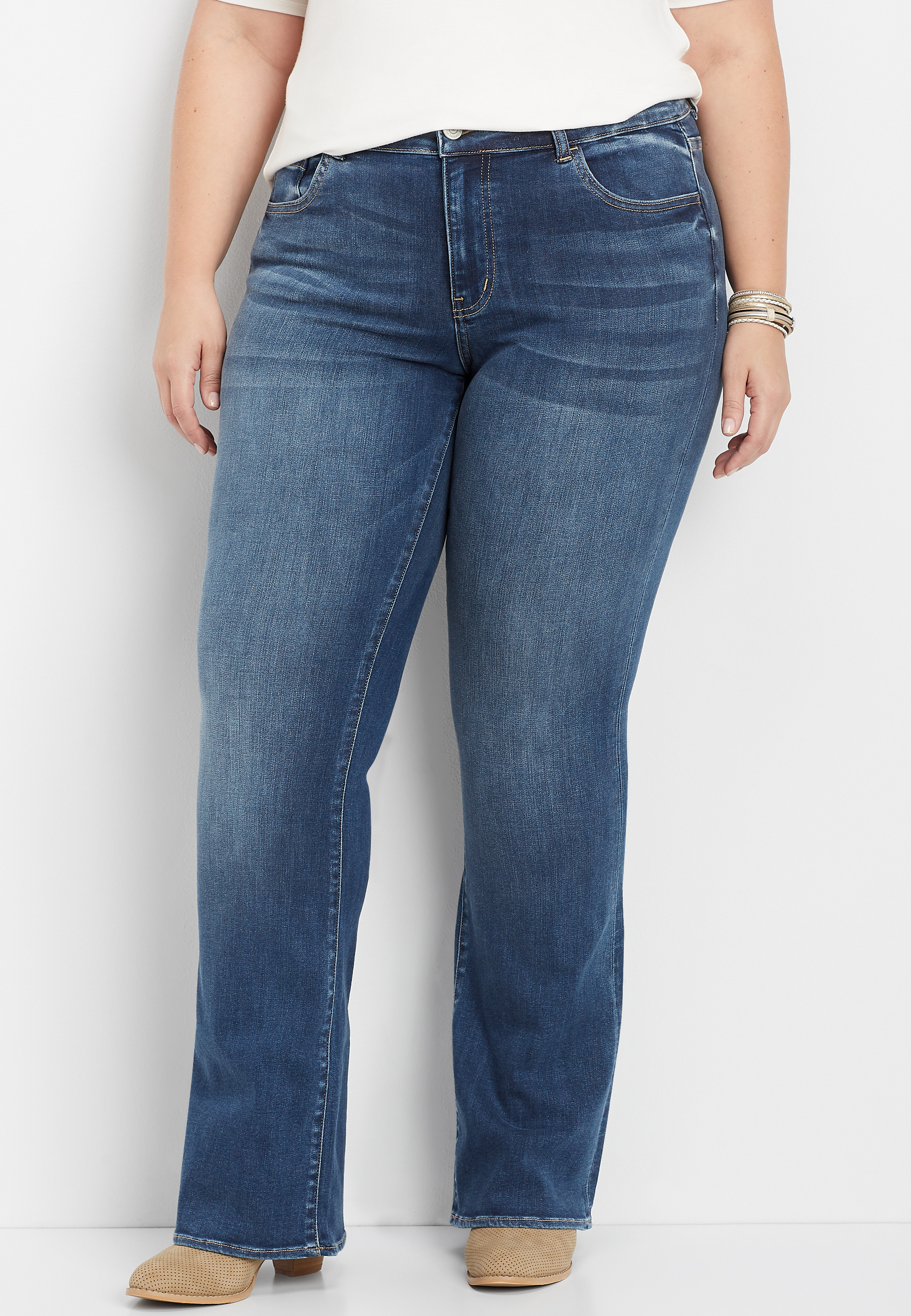 stretch bootcut jeans plus size