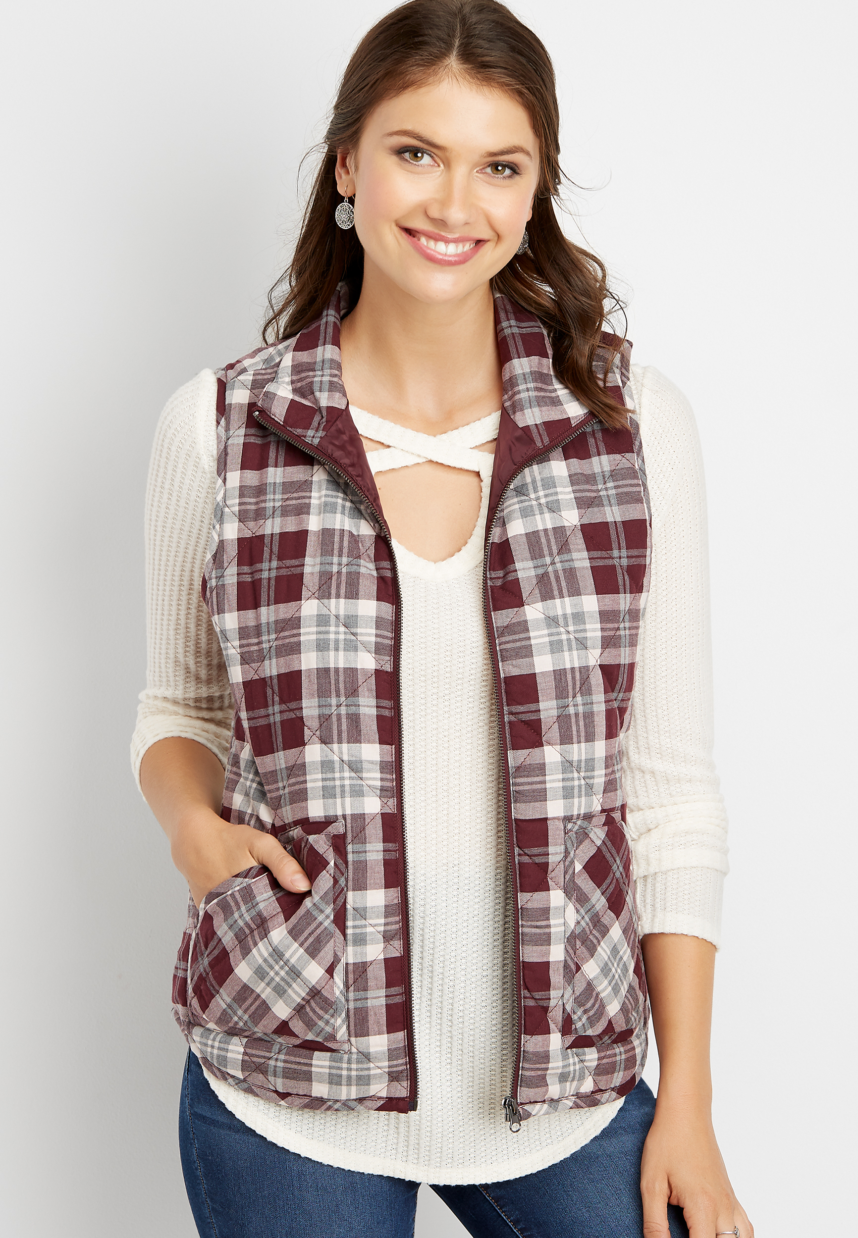 plaid puffer vest | maurices