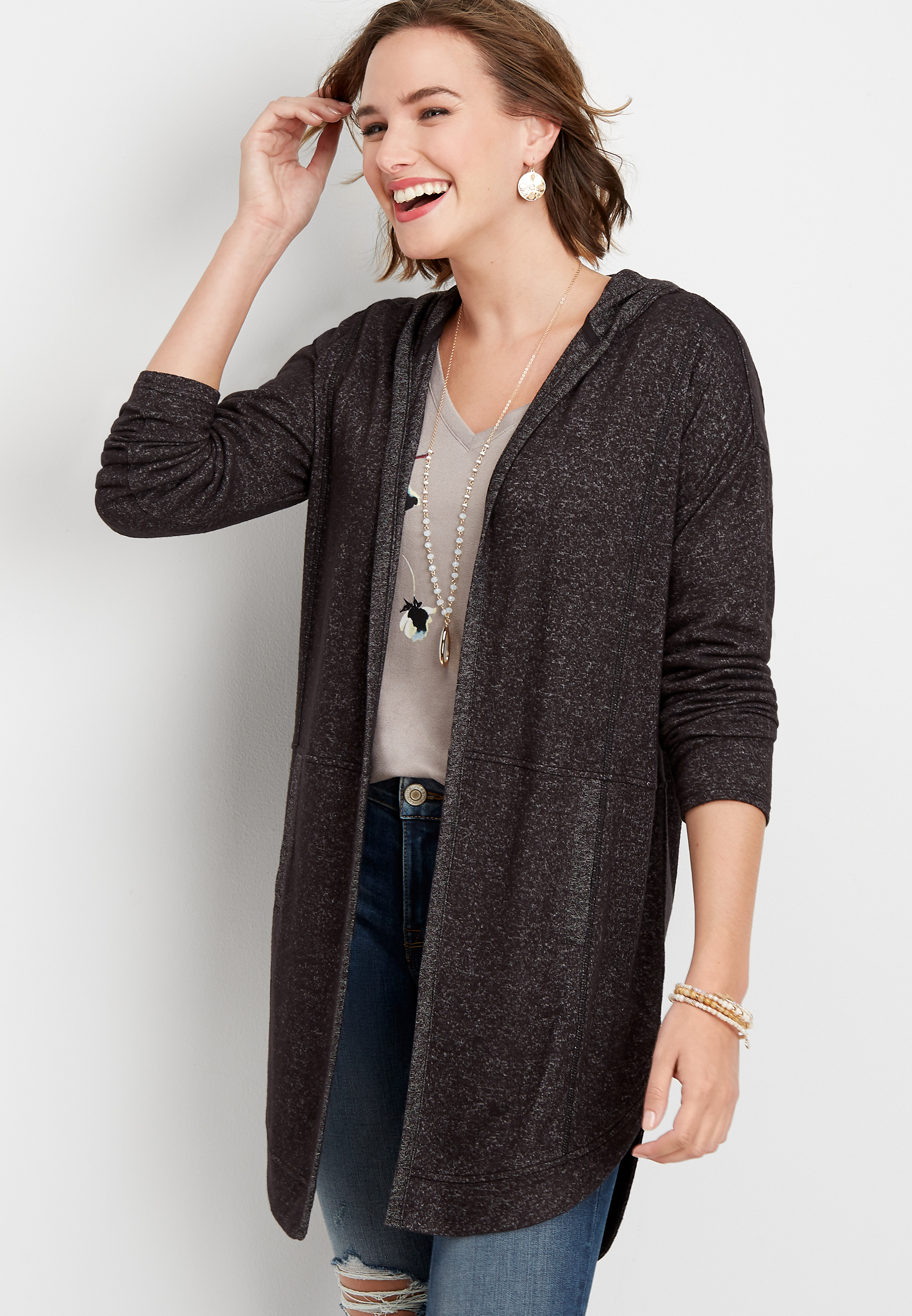 solid hooded duster cardigan | maurices