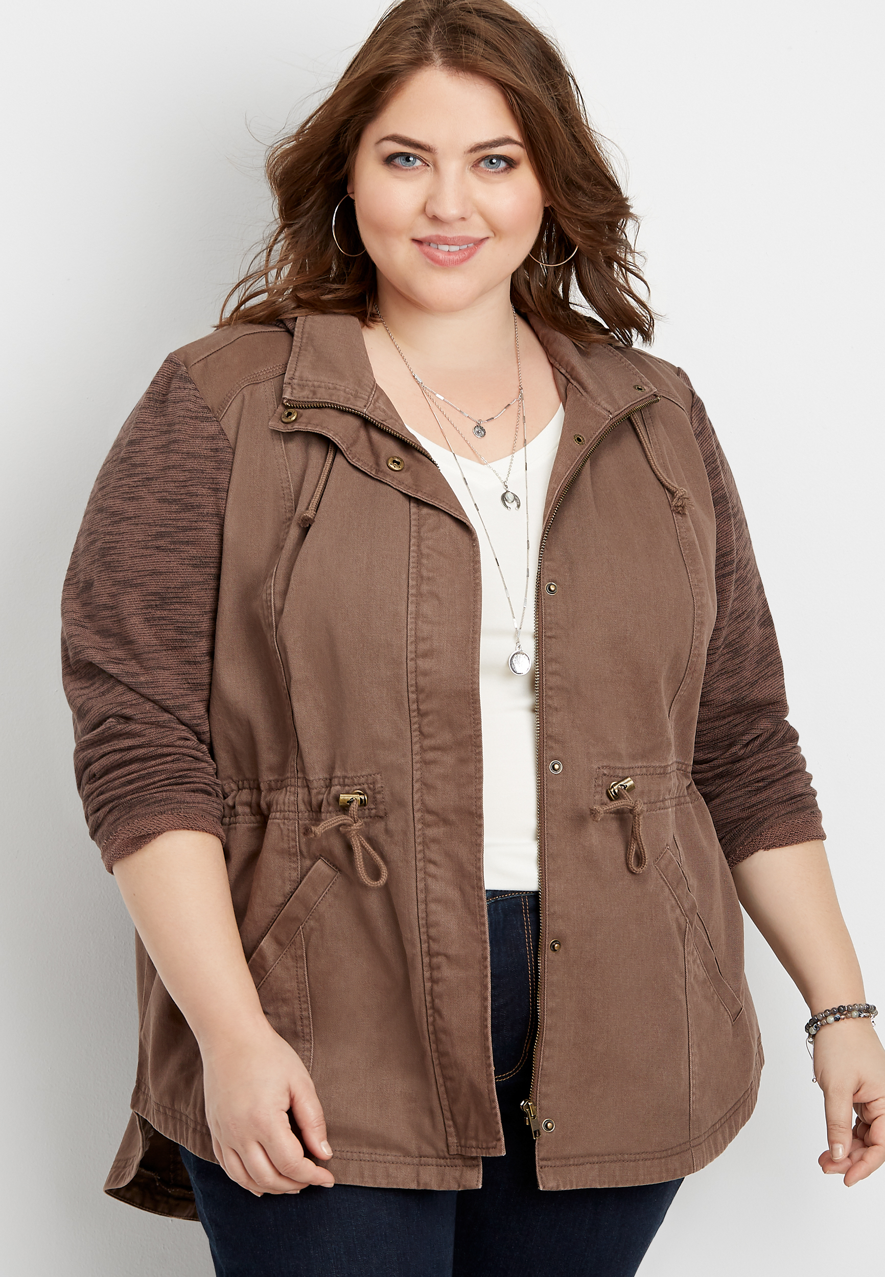 plus size anorak jacket with hood