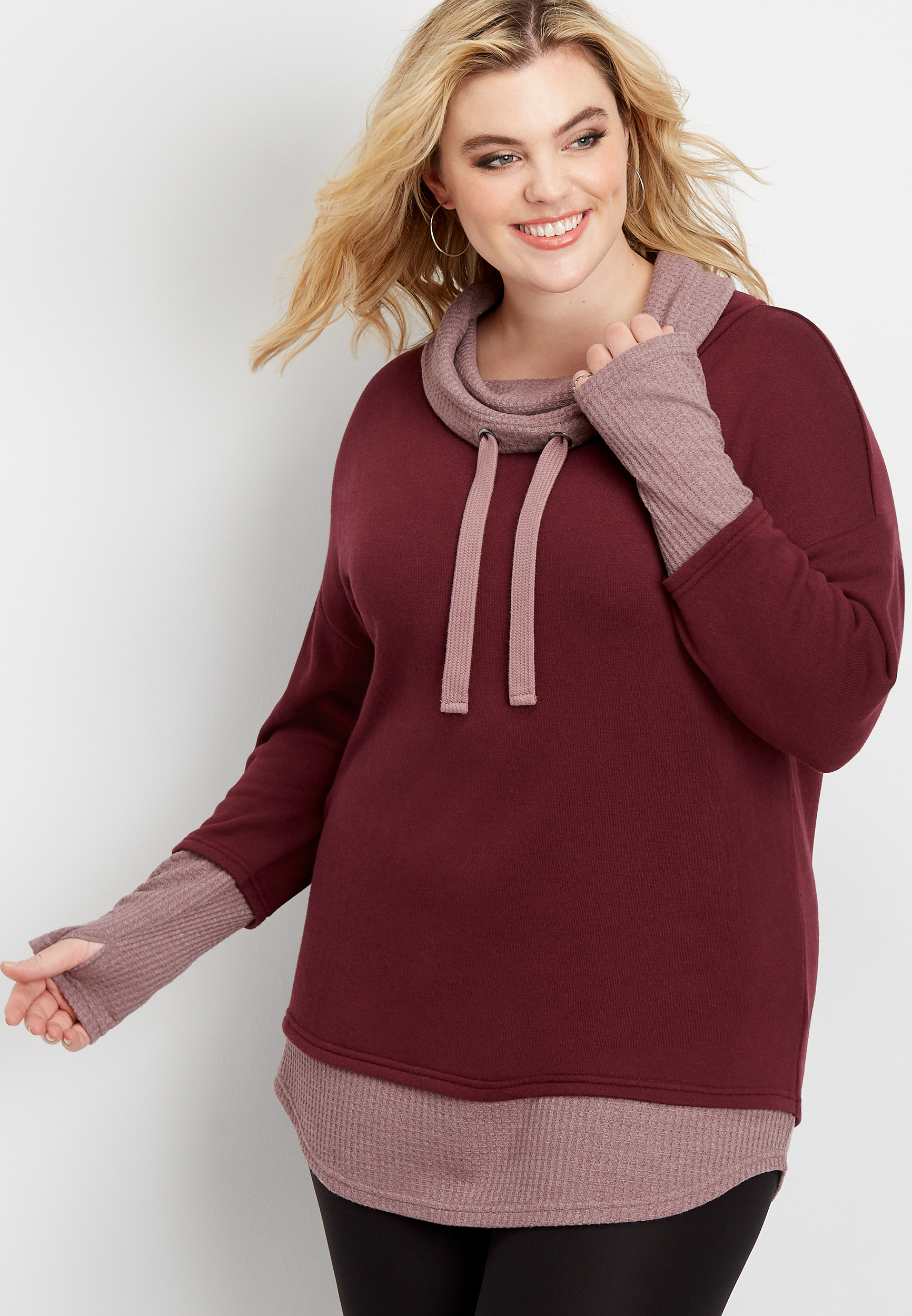 plus size cowl neck sweatshirt