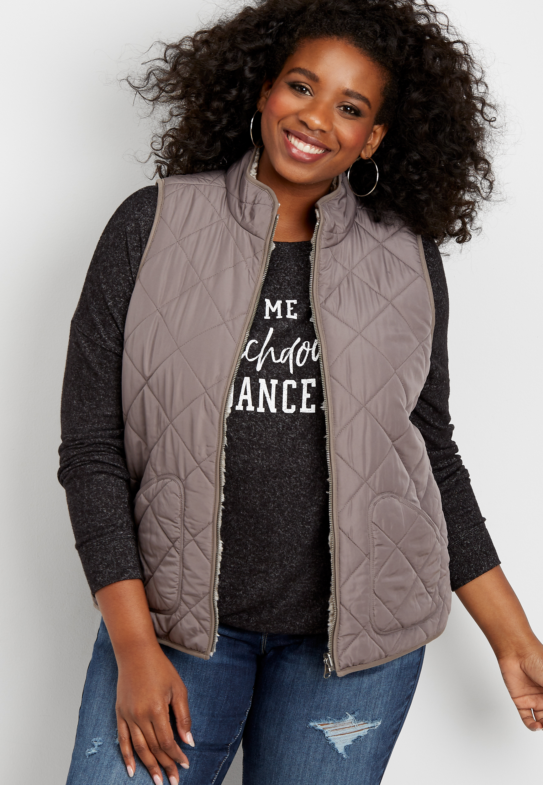 plus size reversible sherpa vest | maurices