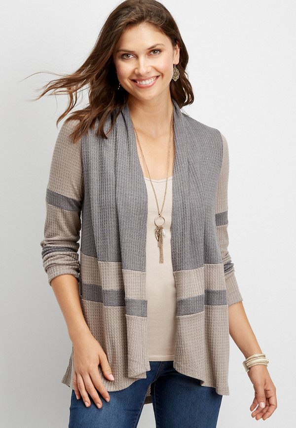 colorblock waffle cardigan | maurices