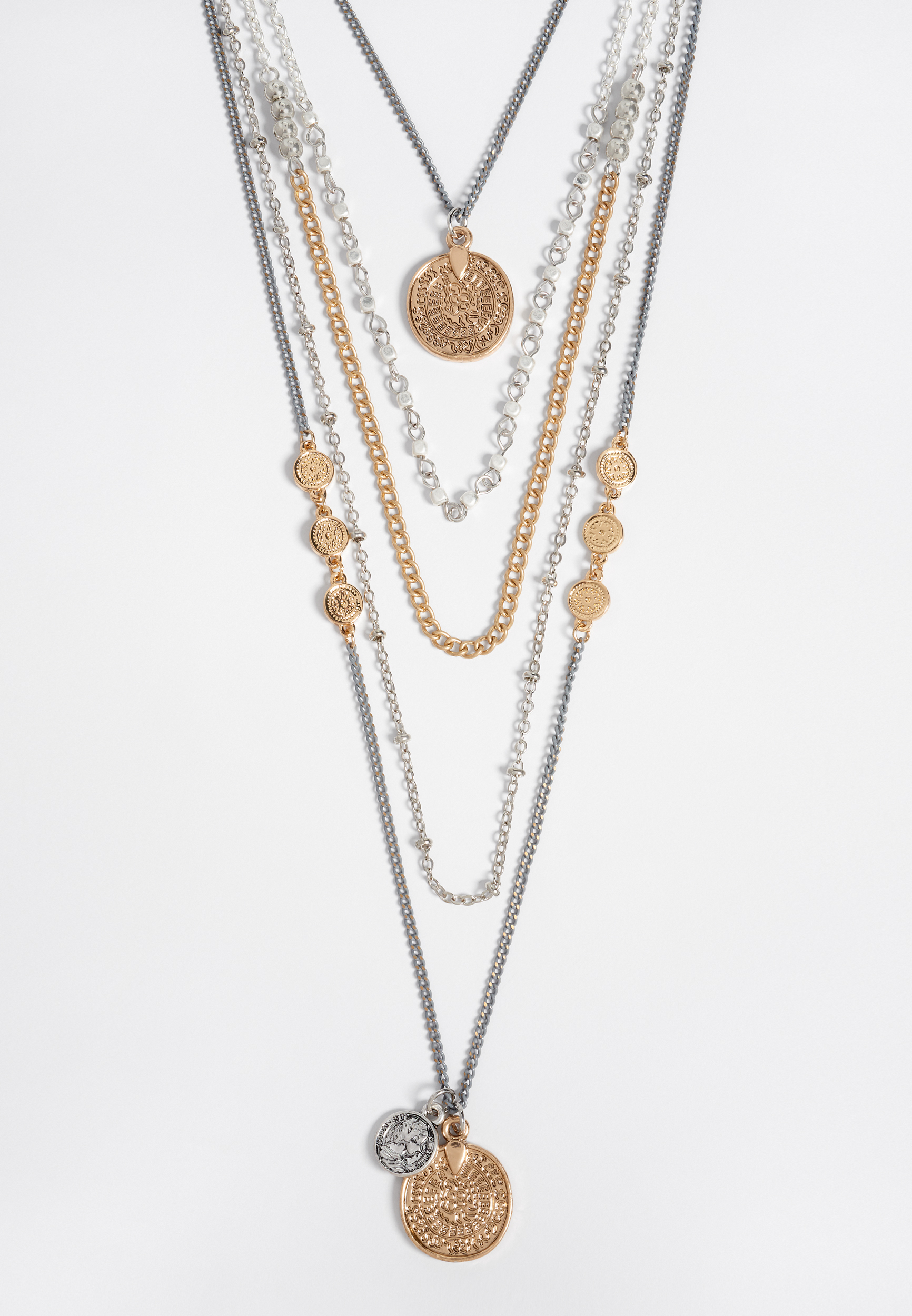 multi row coin pendant necklace | maurices