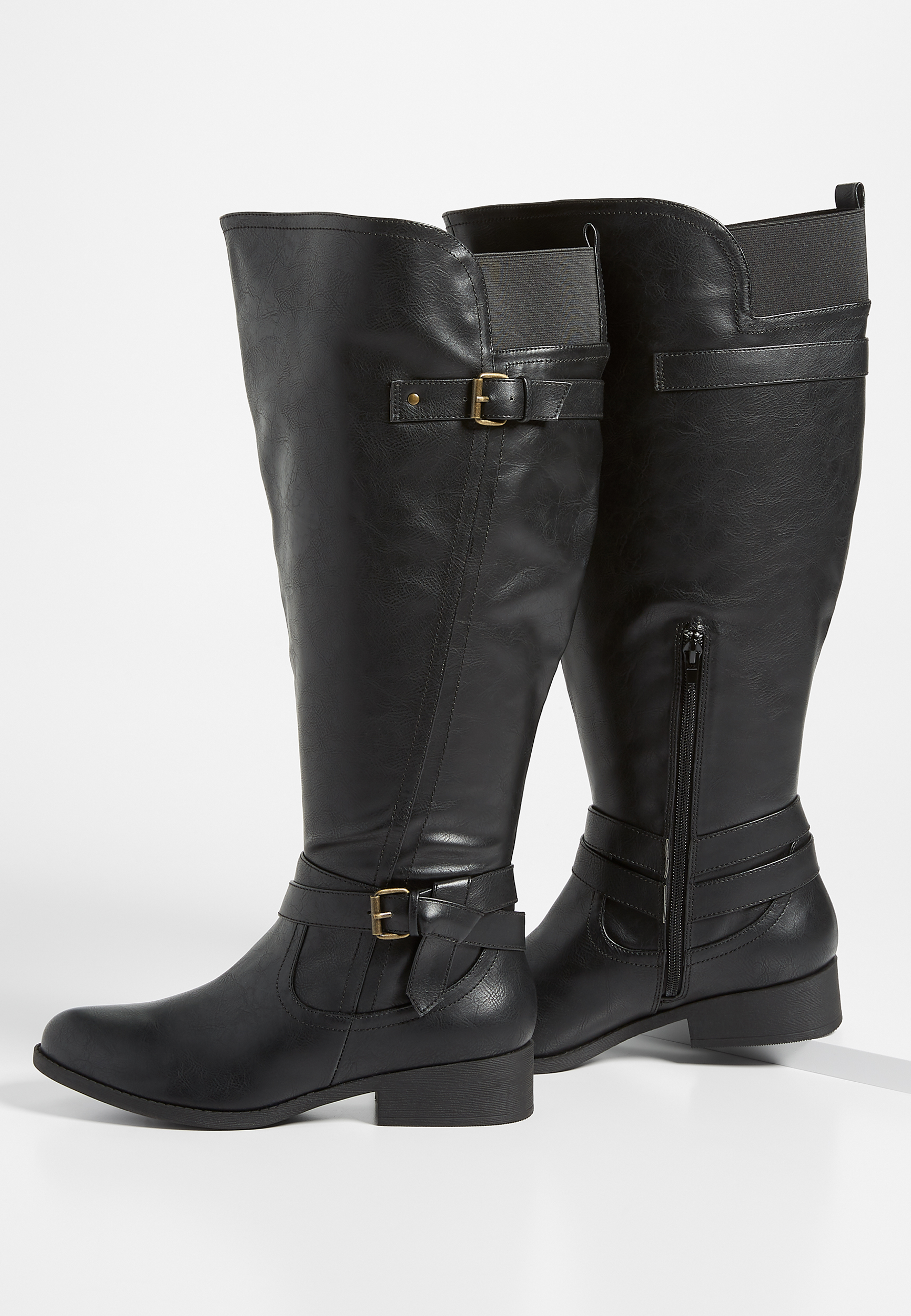 black wide calf boots