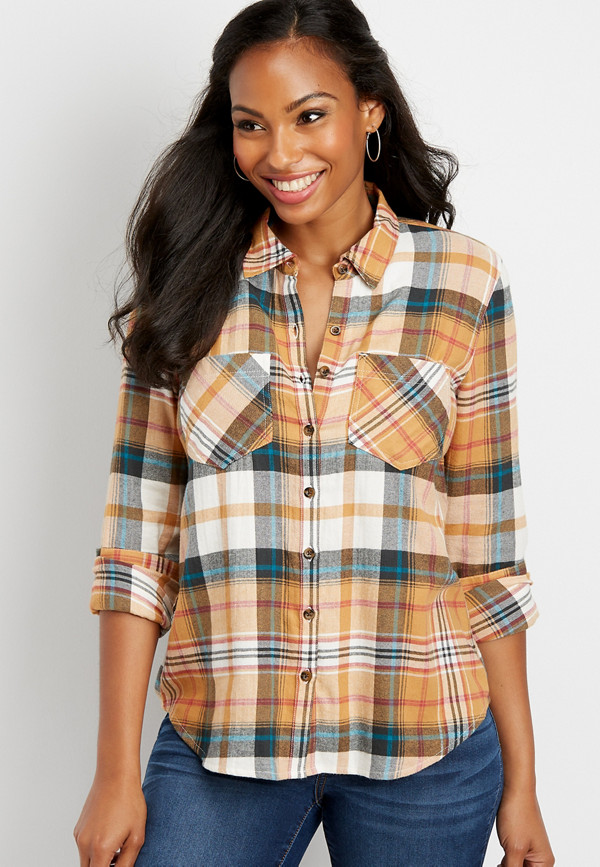 plaid flannel button down shirt | maurices
