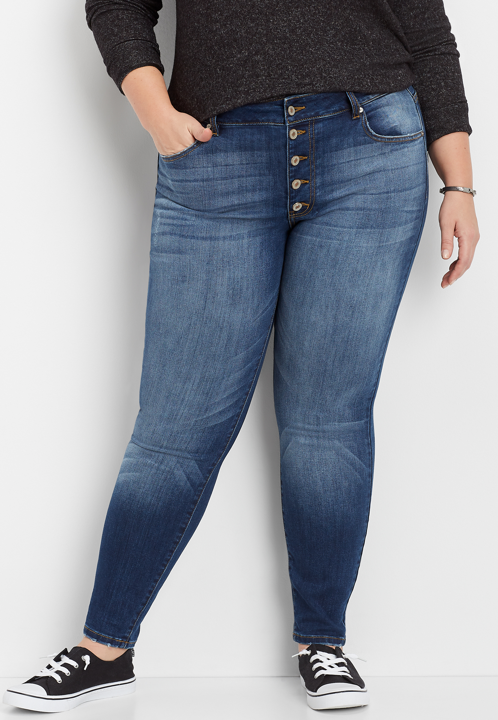 button fly jeans plus size