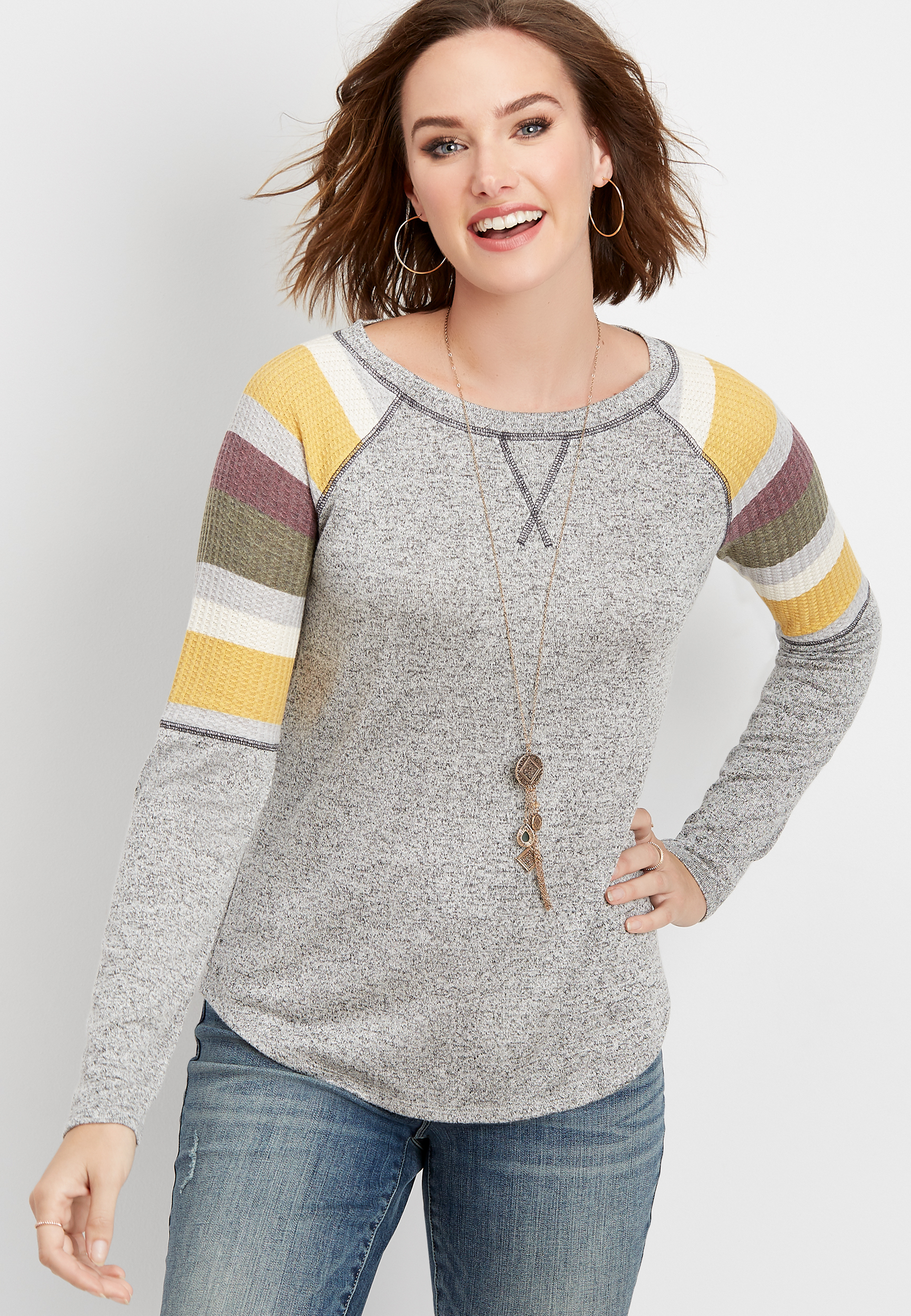 24/7 multi stripe baseball tee | maurices