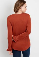 24/7 solid long flutter sleeve tee, C4067, small