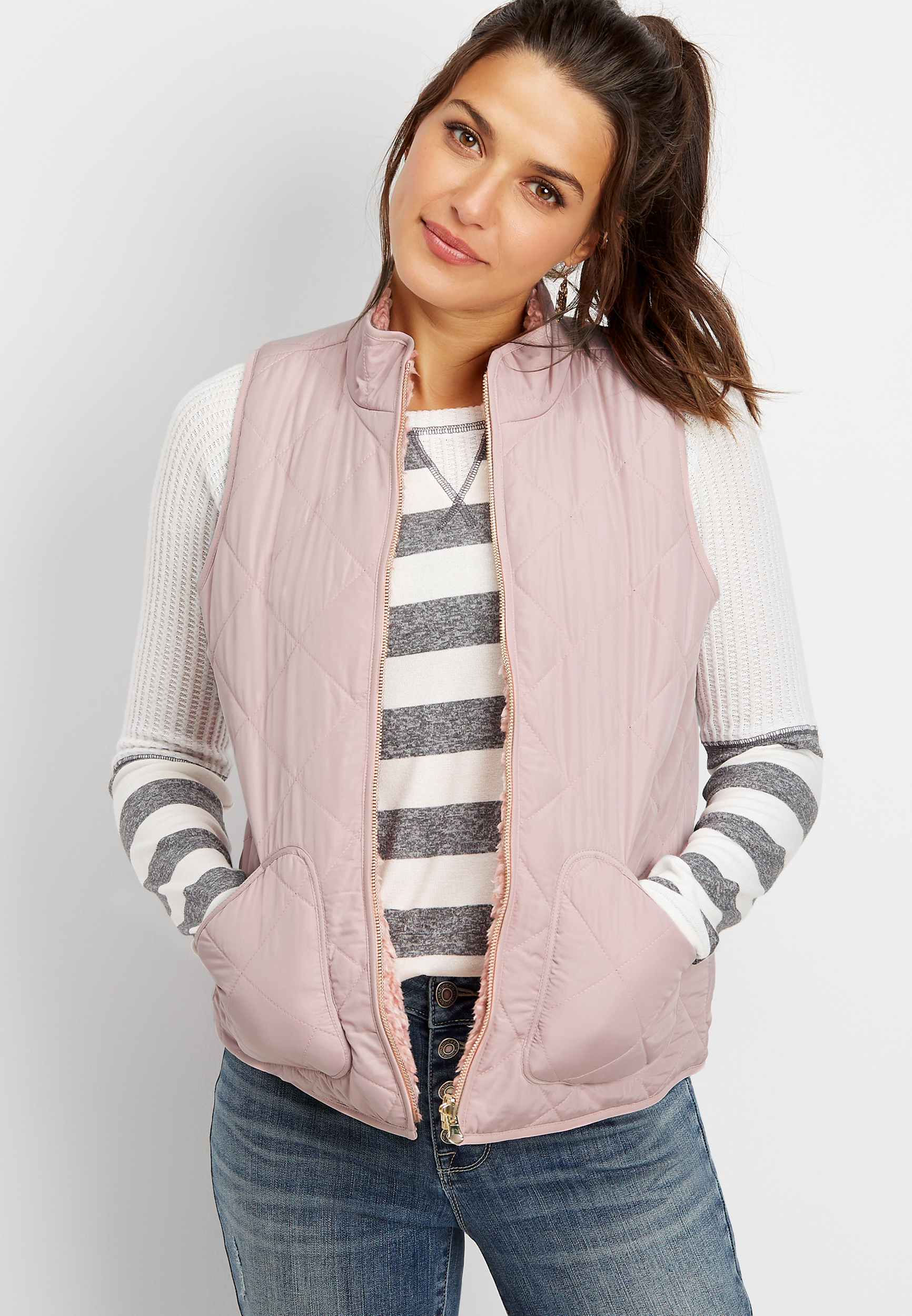 reversible sherpa vest | maurices