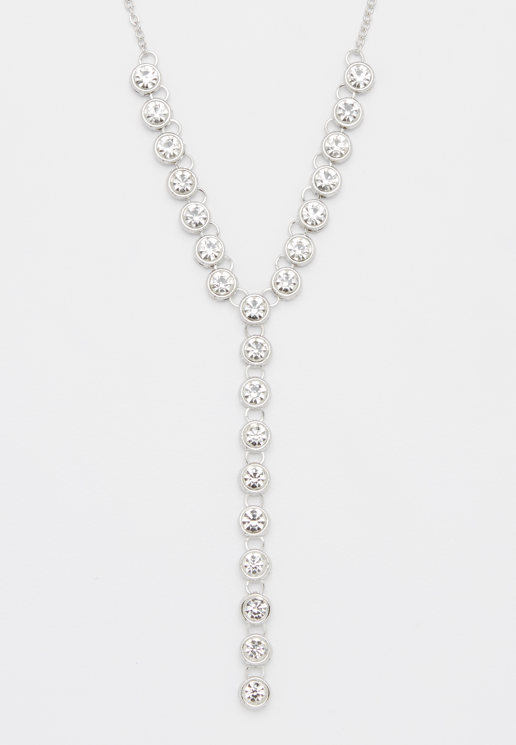 rhinestone y necklace in silvertone maurices