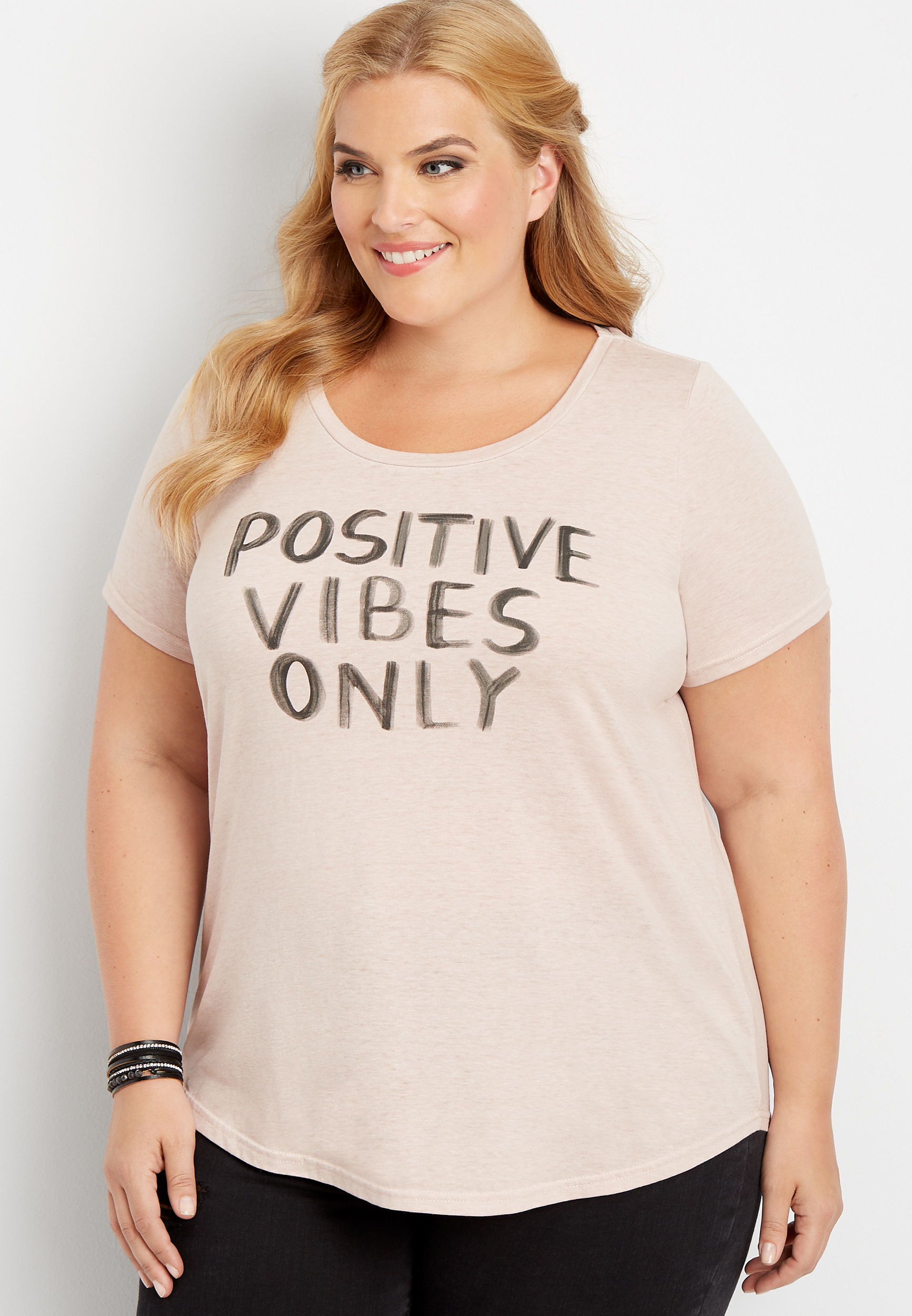 plus size positive vibes only graphic tee | maurices