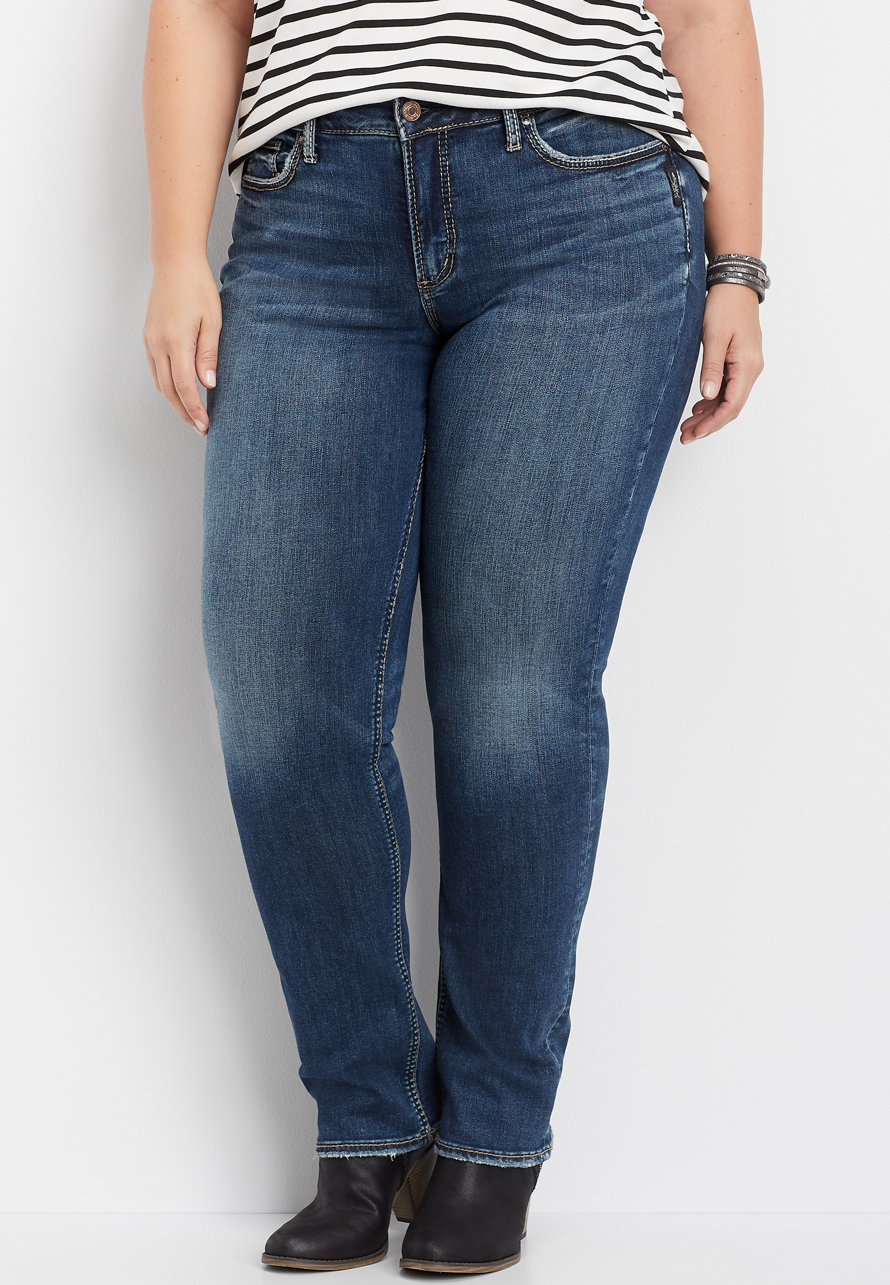 plus size Silver Jeans Avery high rise straight leg jean