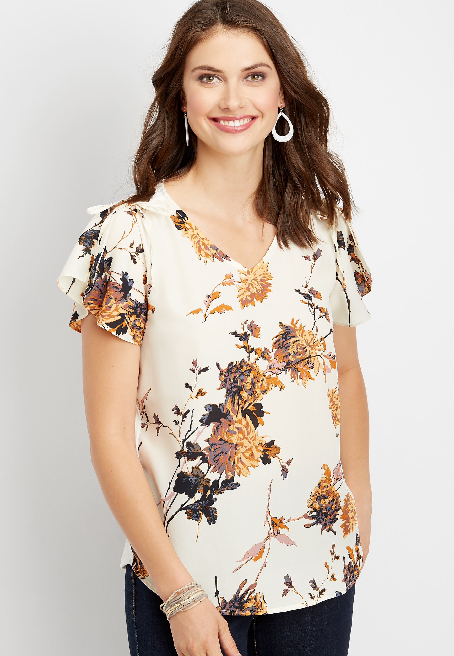 chiffon floral print blouse | maurices