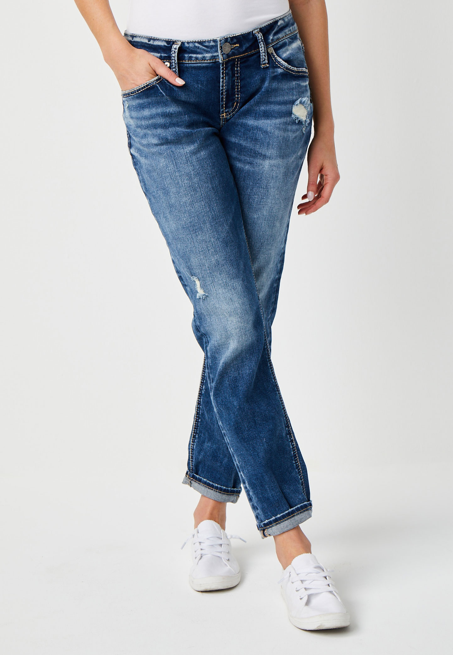 Silver Jeans Co.® Marble Wash Rolled Boyfriend Jean | maurices