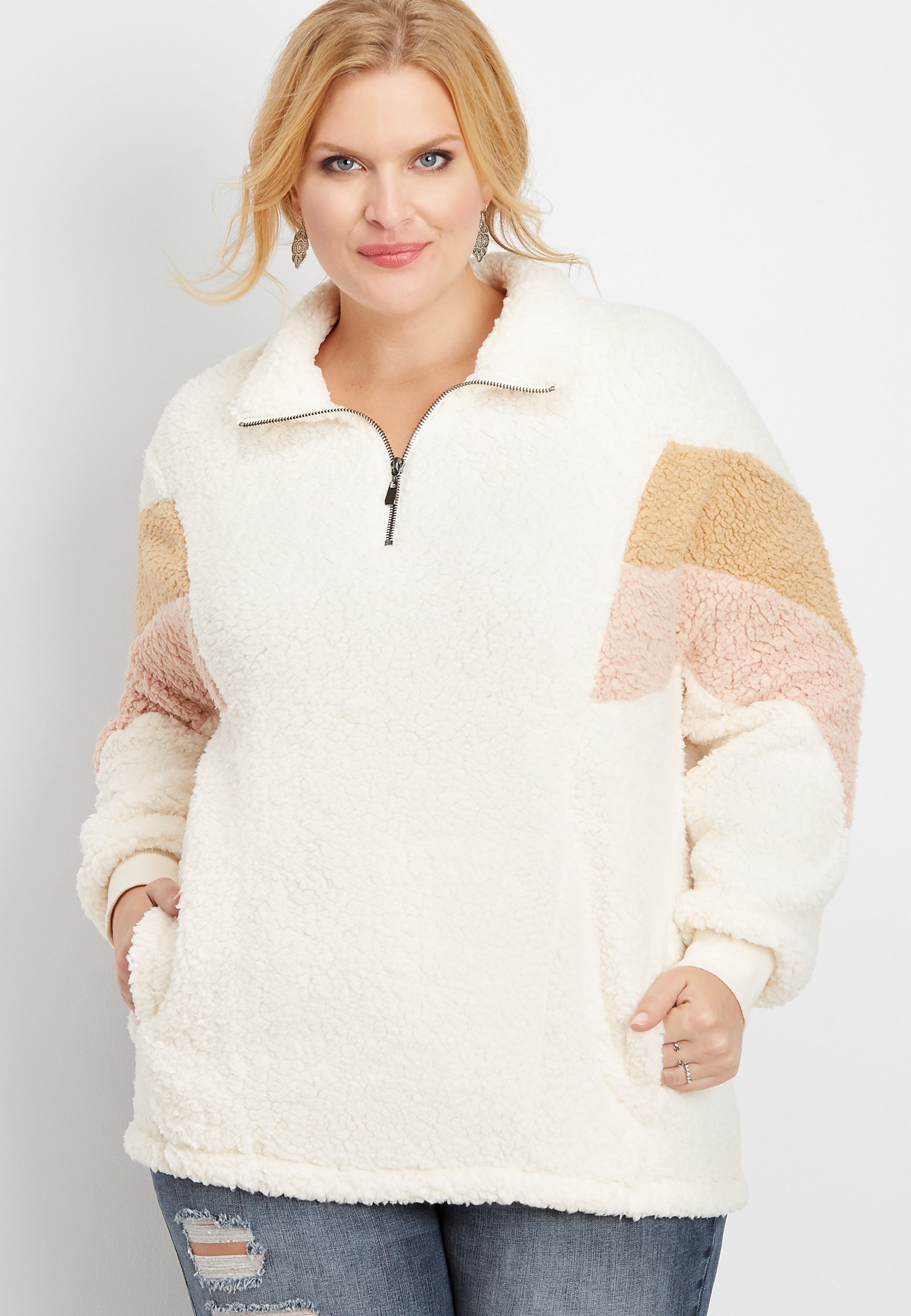 sherpa plus size pullover