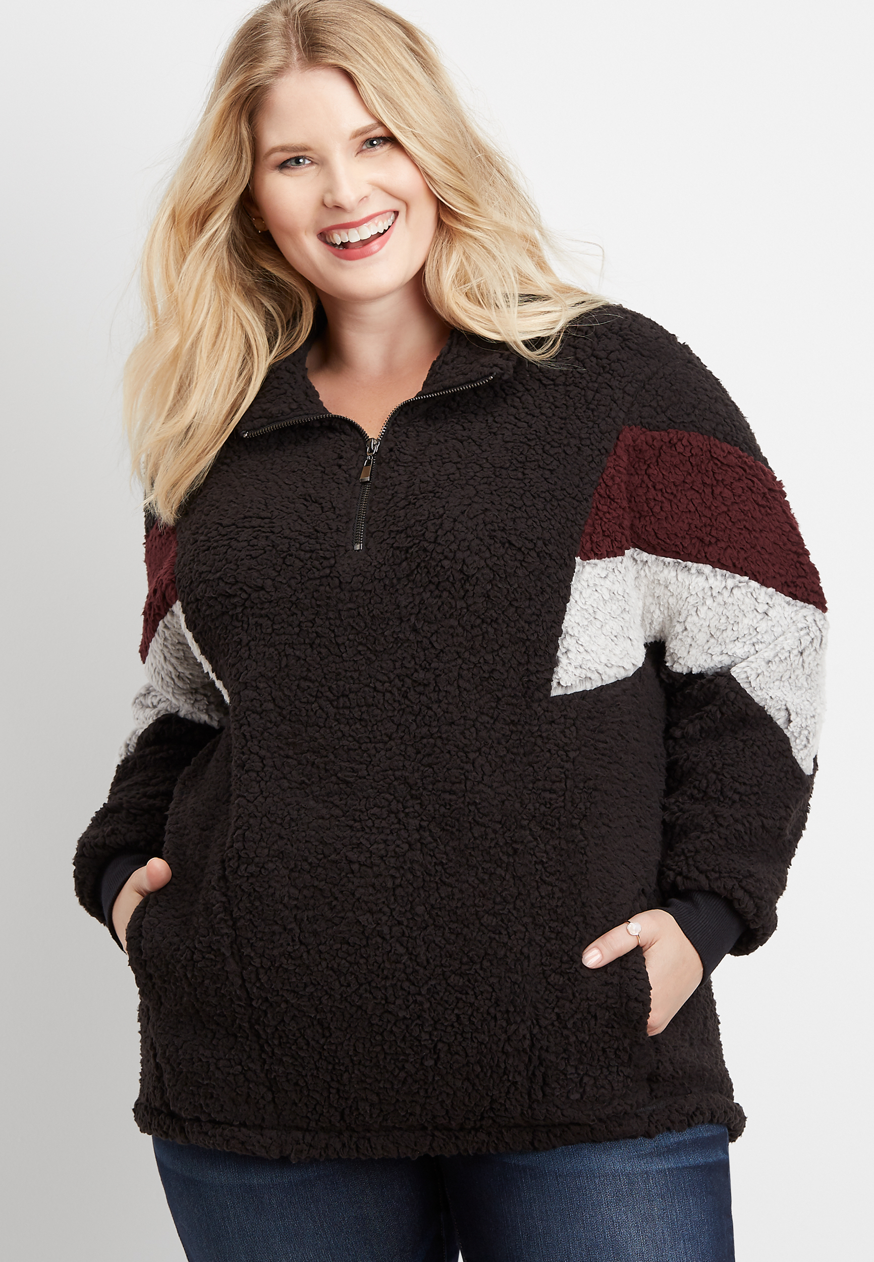 plus size sherpa pullover