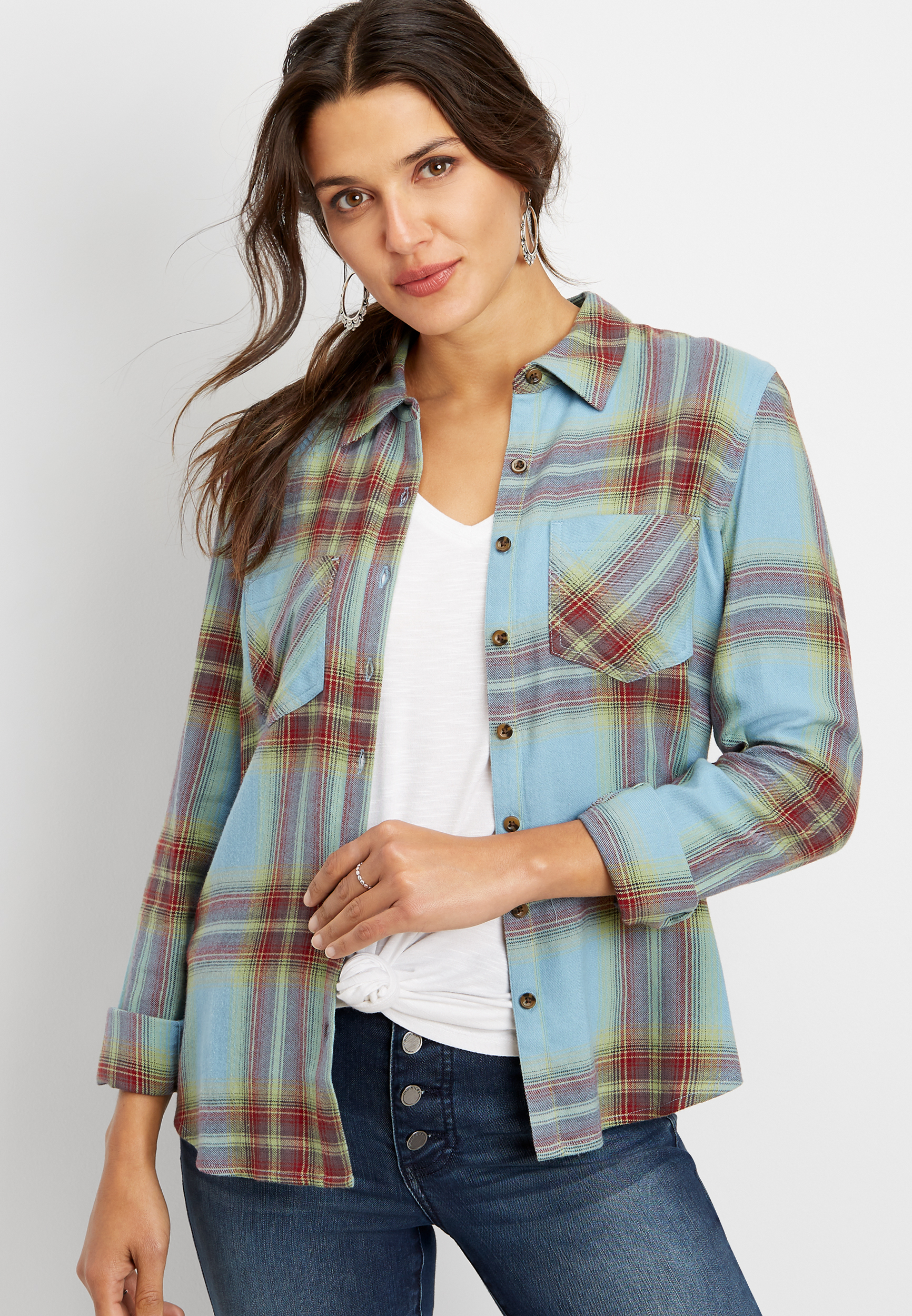 flannel plaid button down shirt | maurices