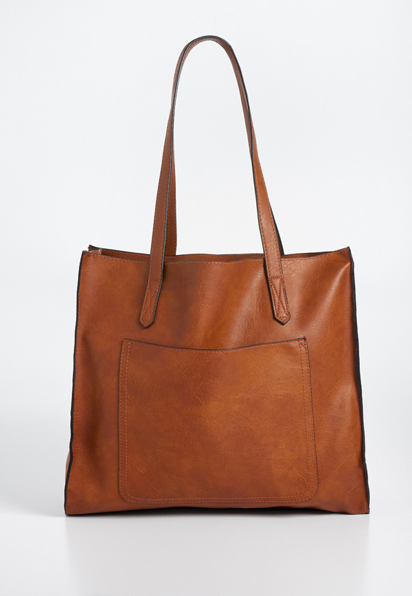 distressed tote with pocket | maurices