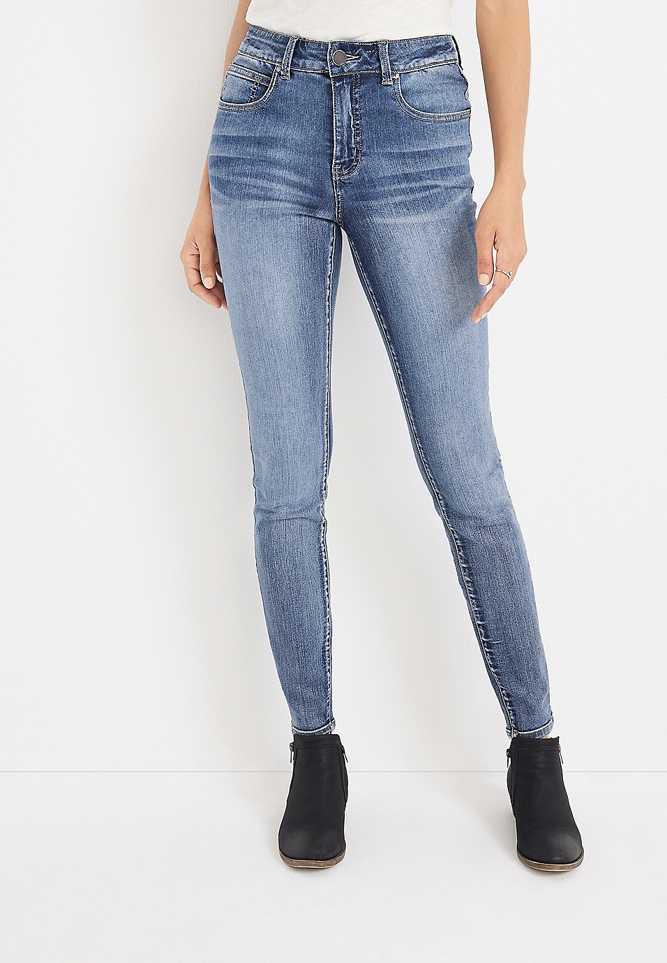 Time and Tru Dark Denim Fitted Stretch Capri Jeggings - Medium at   Women's Jeans store