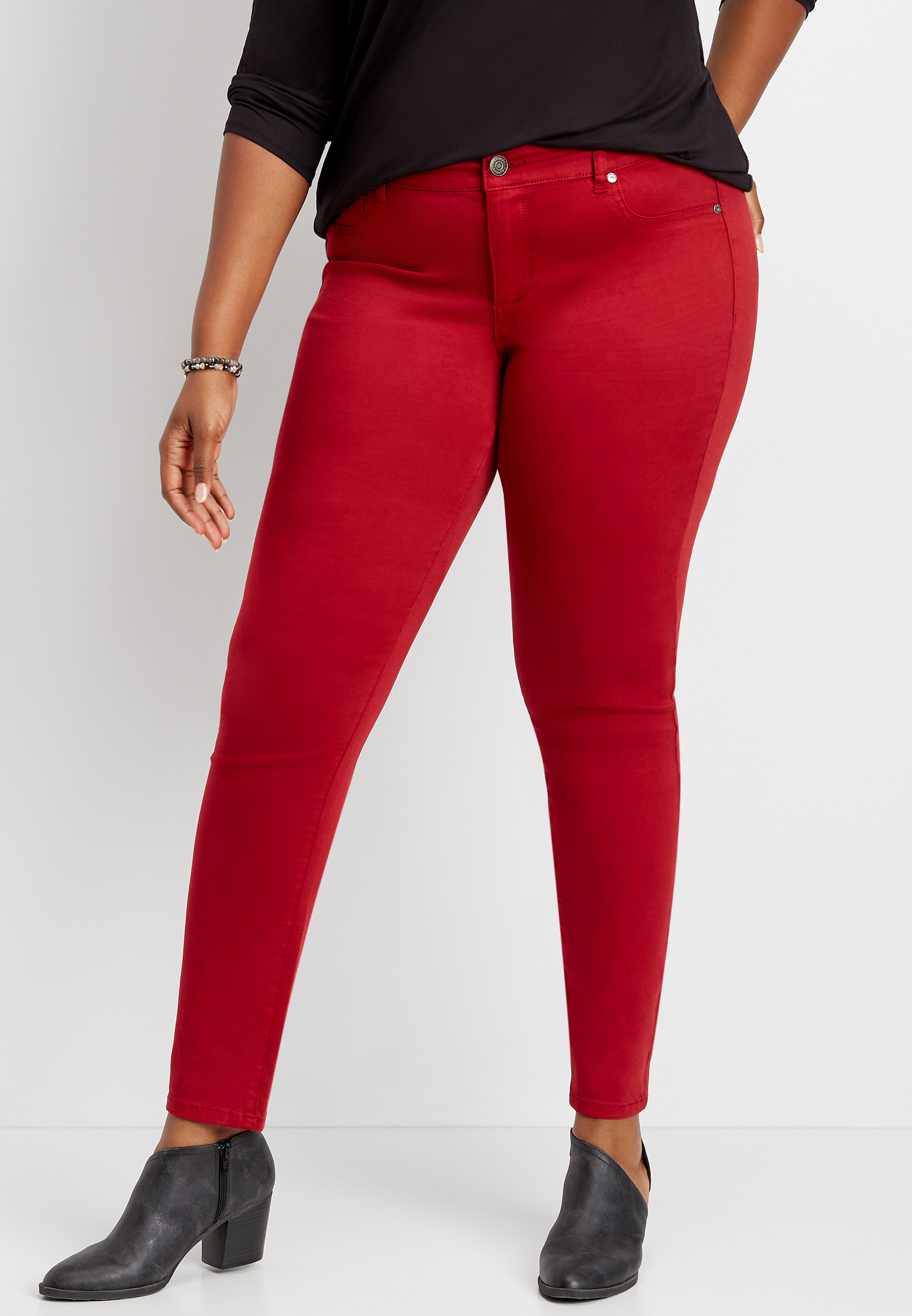 red jeggings plus size