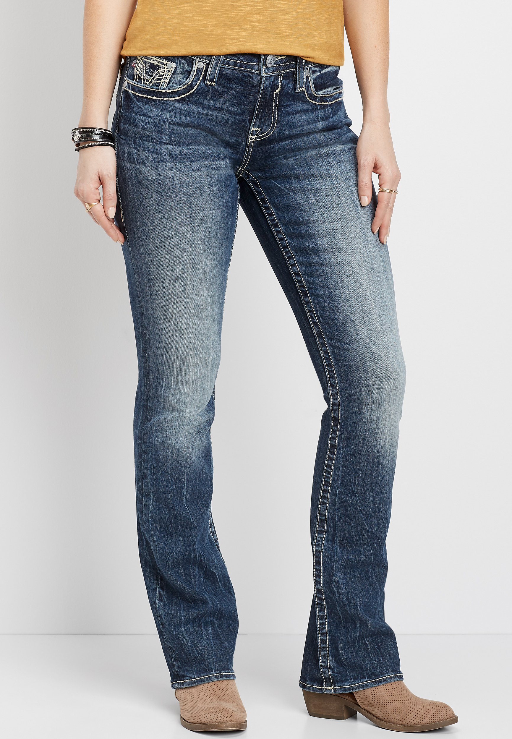Vigoss® Embellished Pocket Slim Boot Jean | maurices