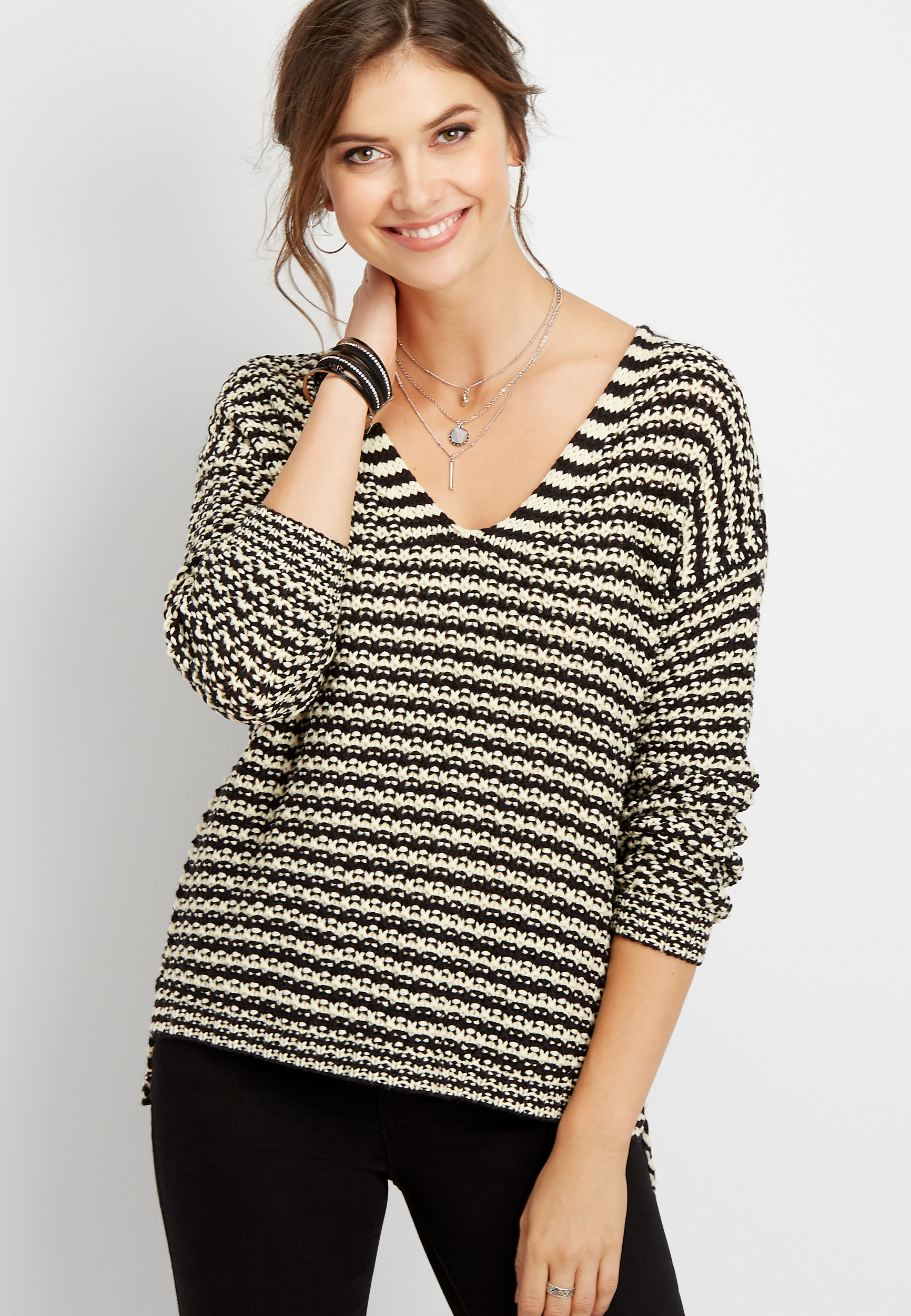 stripe open stich pullover | maurices