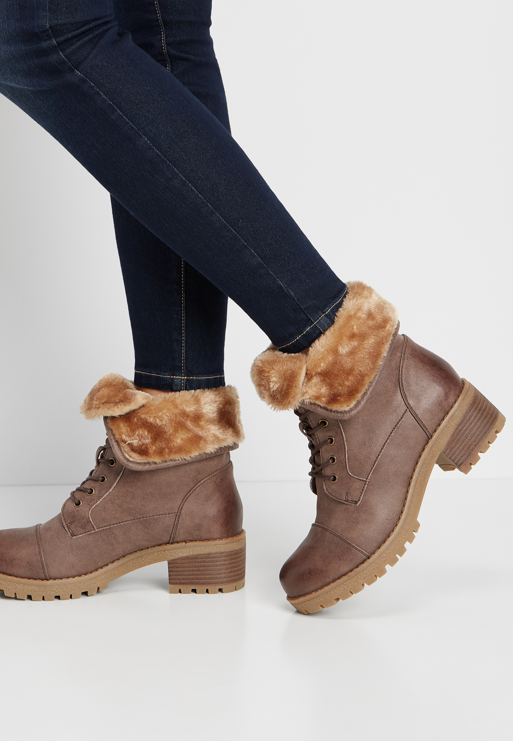 fold down boots with fur