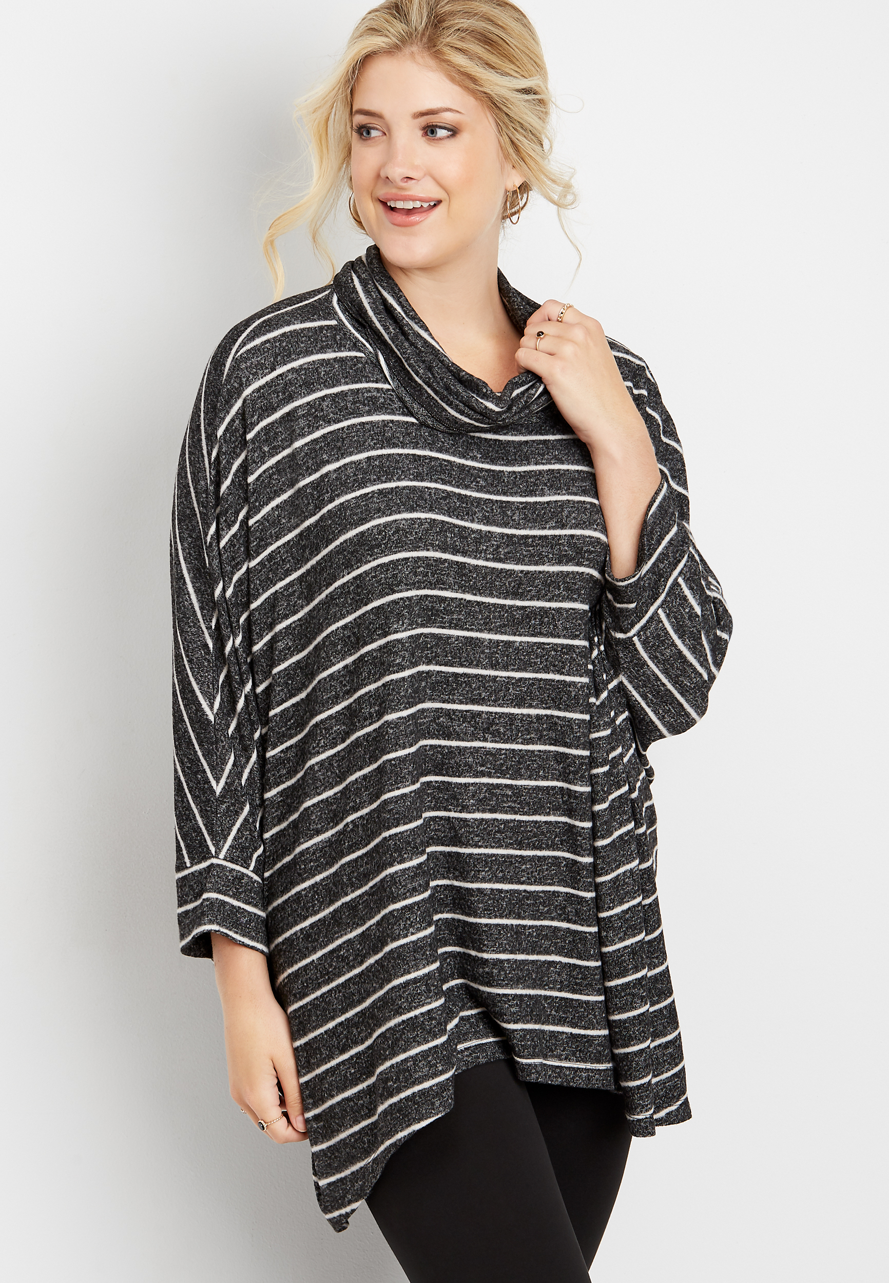 stripe cowl neck tunic pullover | maurices